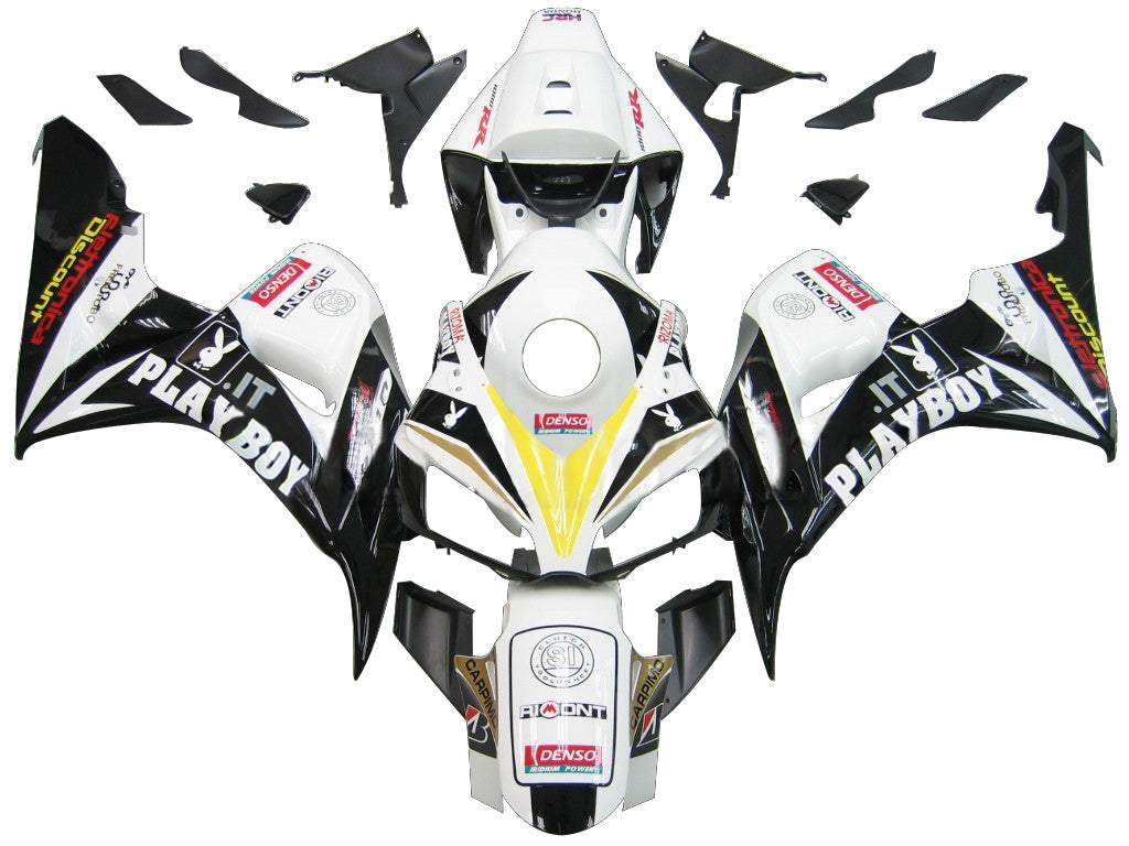 2006-2007 Honda CBR 1000 RR Carénages Playboy Racing blancs et noirs génériques