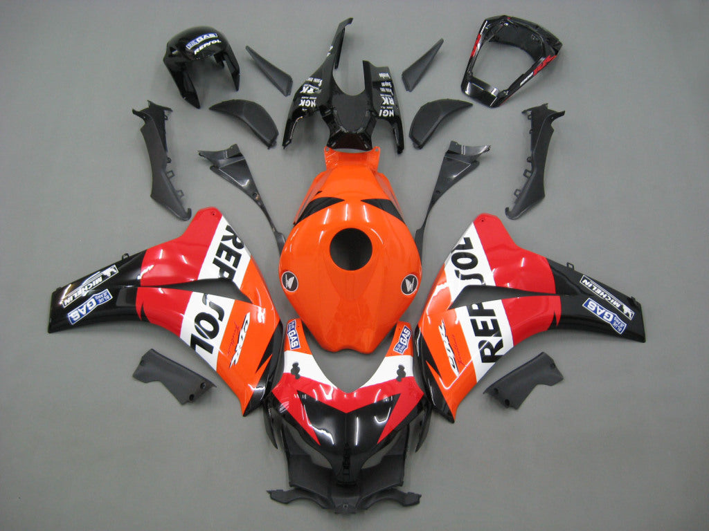 2008-2011 Honda CBR 1000 RR Amotopart stroomlijnkappen zwart oranje Repsol Racing Customs kuip