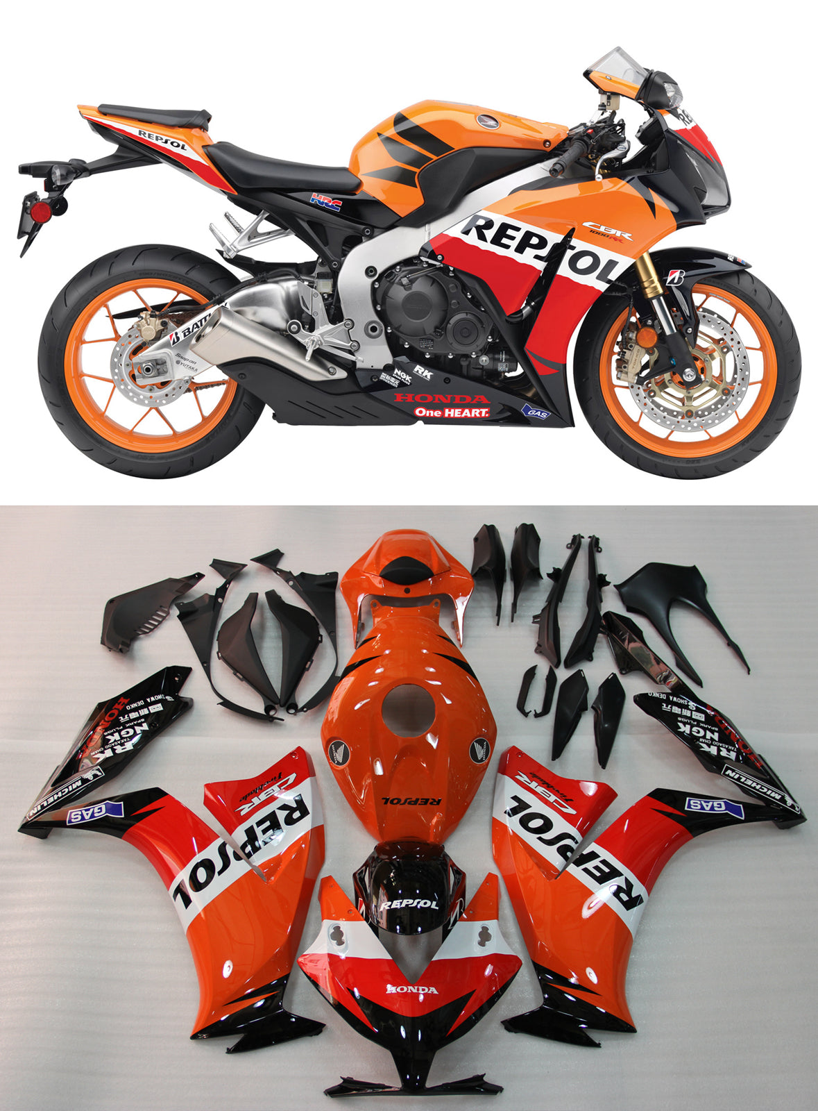 2012-2016 Honda CBR1000RR carrosseriekuip ABS spuitgegoten kunststoffen set 8 kleuren algemeen