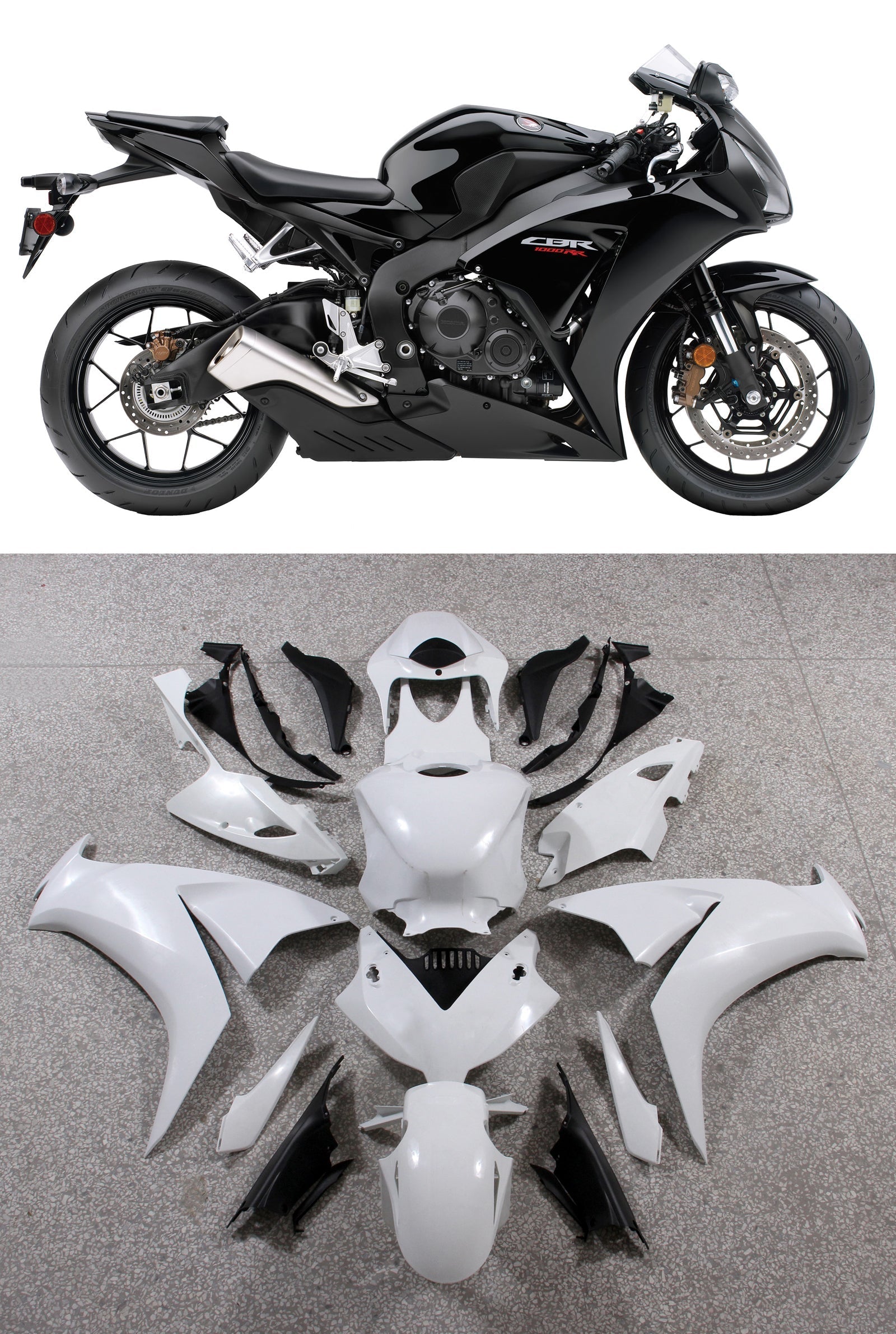 2012-2016 Honda CBR1000RR zwarte CBR Racing stroomlijnkappen algemeen