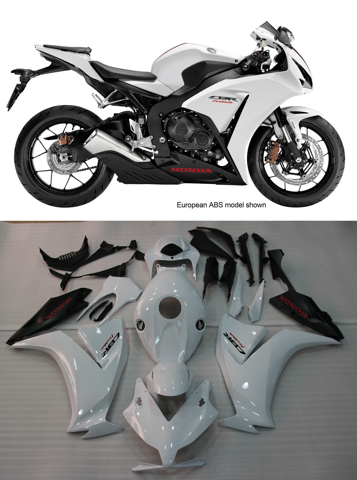 Kit de carénage blanc Amotopart Honda CBR1000 2012-2016