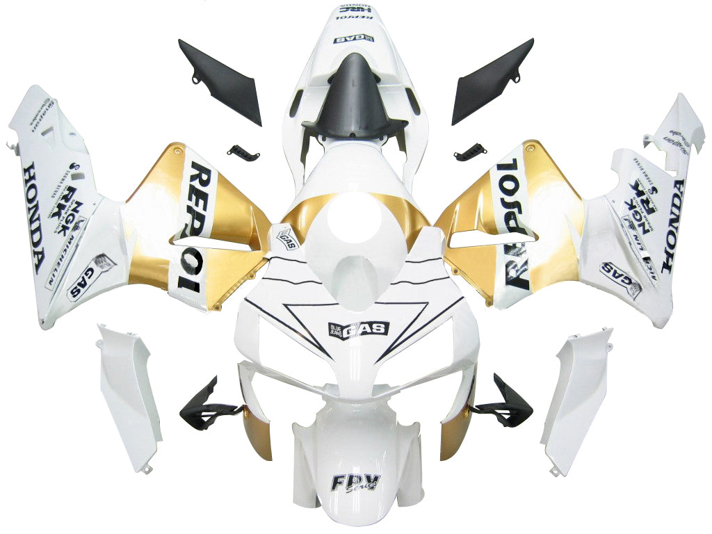 2003-2004 Honda CBR600RR Kit de carénage Amotopart blanc et or