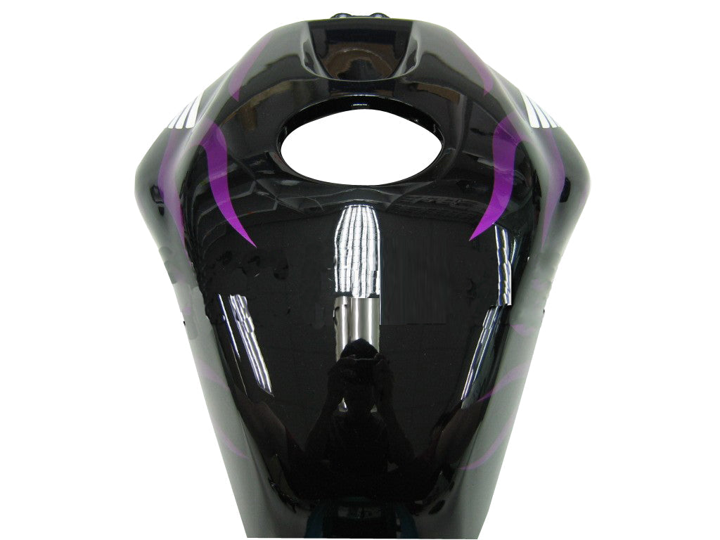 Kit de carénage Honda CBR600 flamme noire et violette 2003-2004