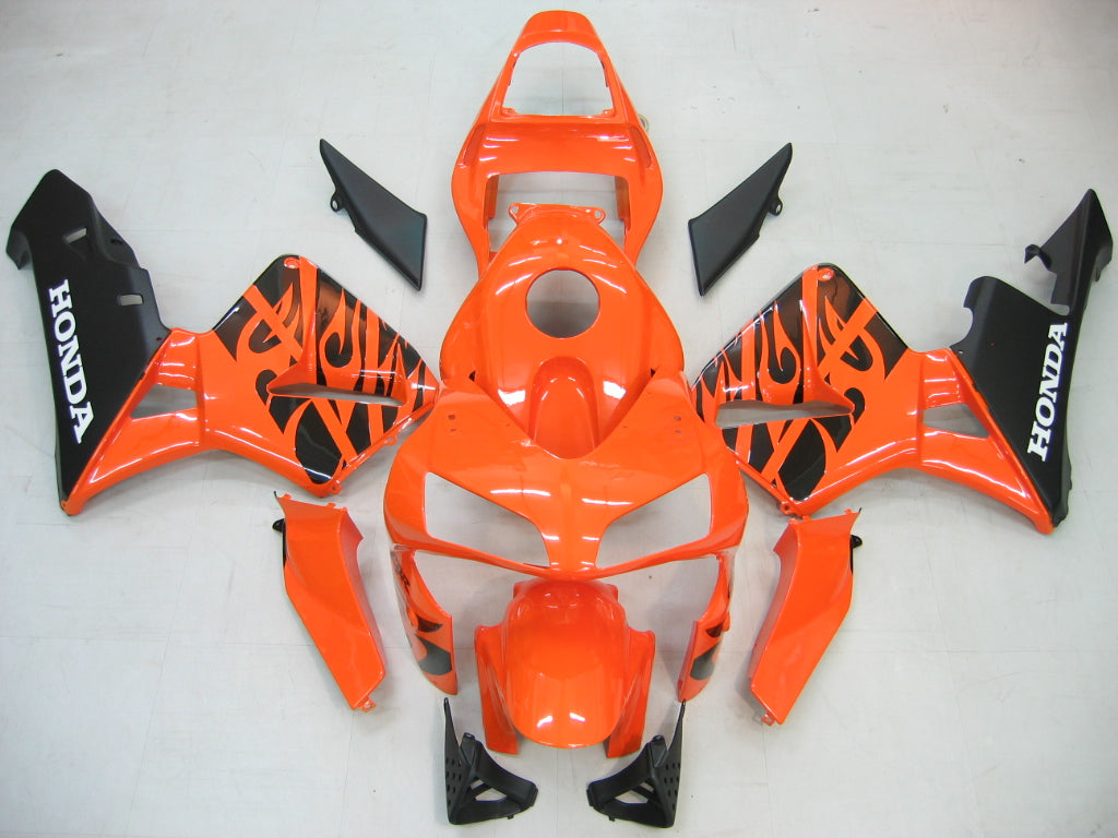 2003-2004 Honda CBR 600 RR oranje en zwarte Flame Racing stroomlijnkappen algemeen