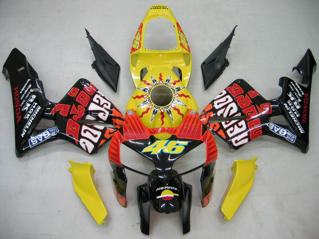 2005-2006 Honda CBR 600 RR Geel Zwart Valentino Rossi Racing stroomlijnkappen Generiek