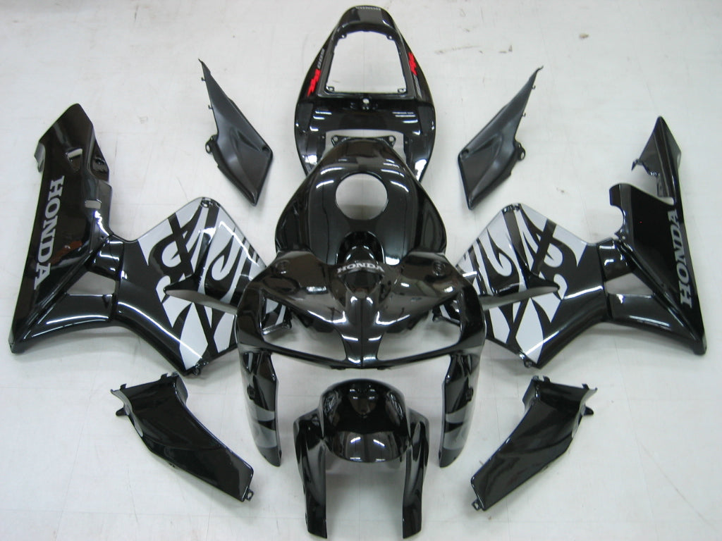 2005-2006 Honda CBR 600 RR zwart en zilver Tribal Tattoo Racing stroomlijnkappen algemeen