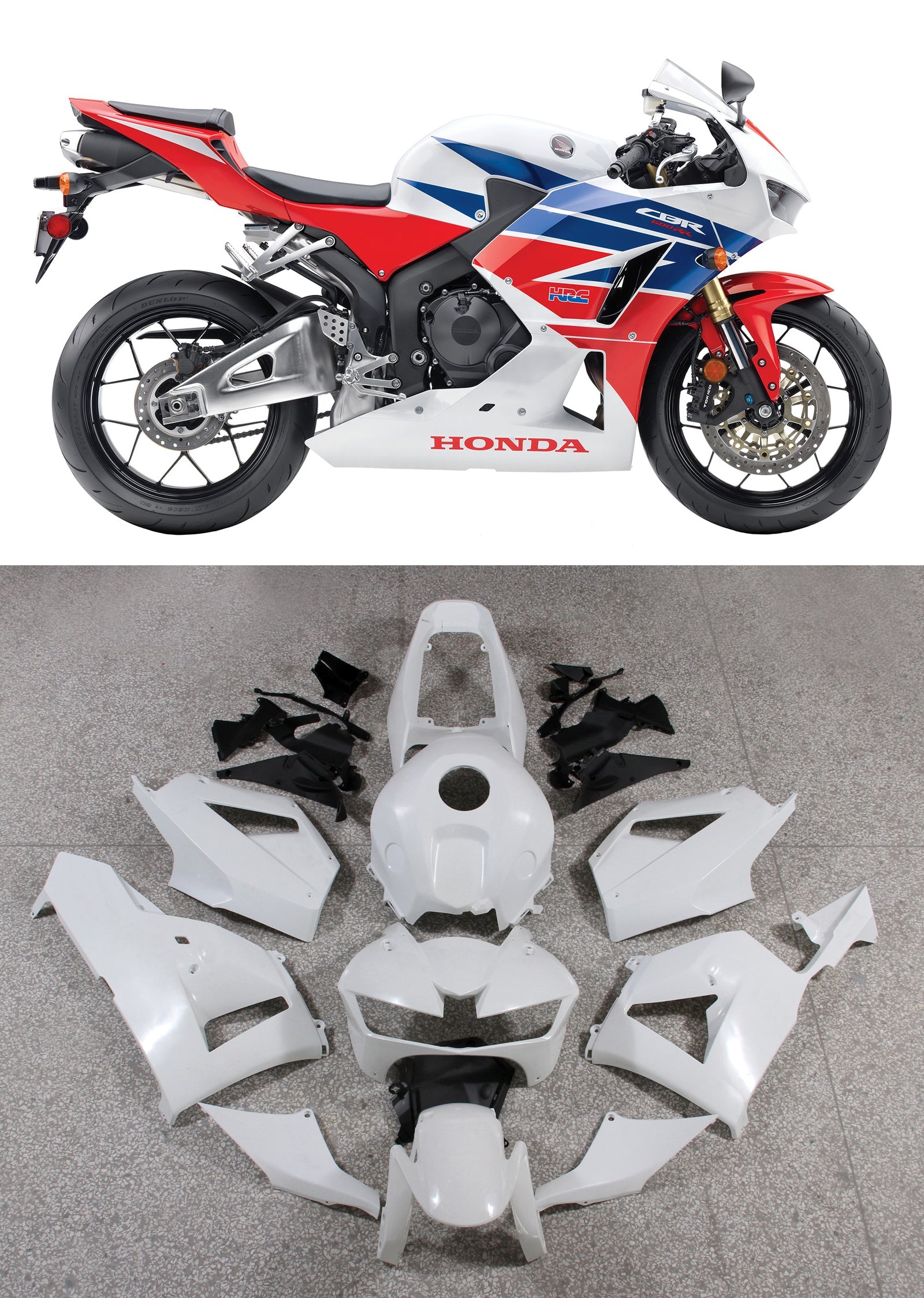 2013-2023 Honda CBR600RR zwarte CBR generieke stroomlijnkappen