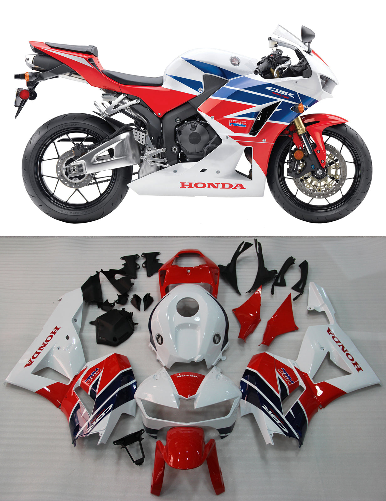 2013-2023 Honda CBR600RR zwarte CBR generieke stroomlijnkappen