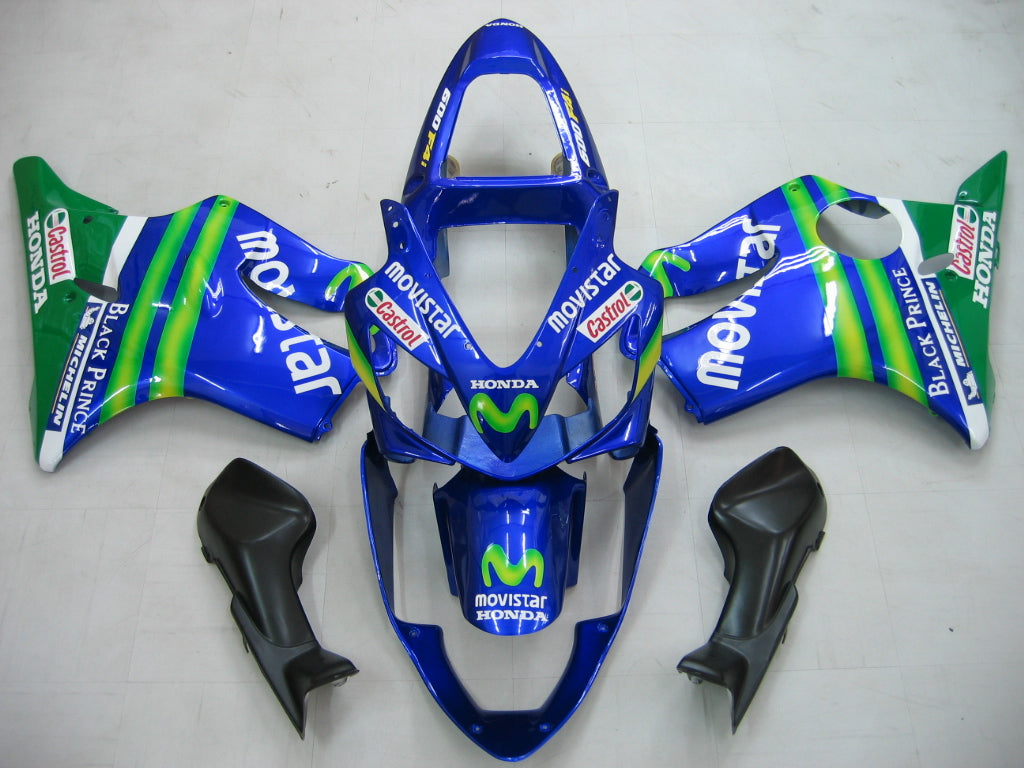 2001-2003 Honda CBR 600 F4i blauw en groen Movistar Racing stroomlijnkappen algemeen