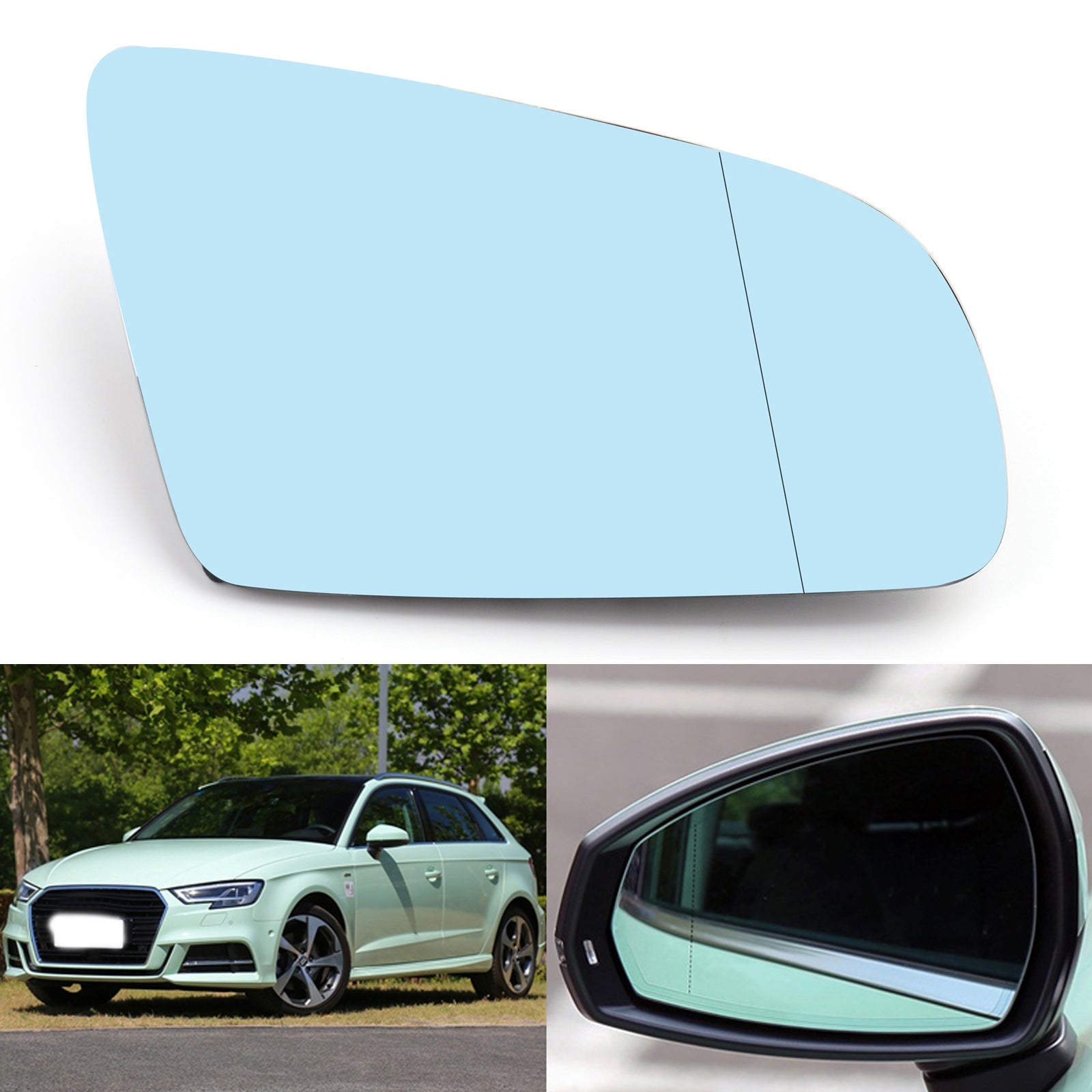 New Left/Right Blue Rearview Mirror Glass For Audi A4 B6 B7 A6 C6 2005-2008 Generic