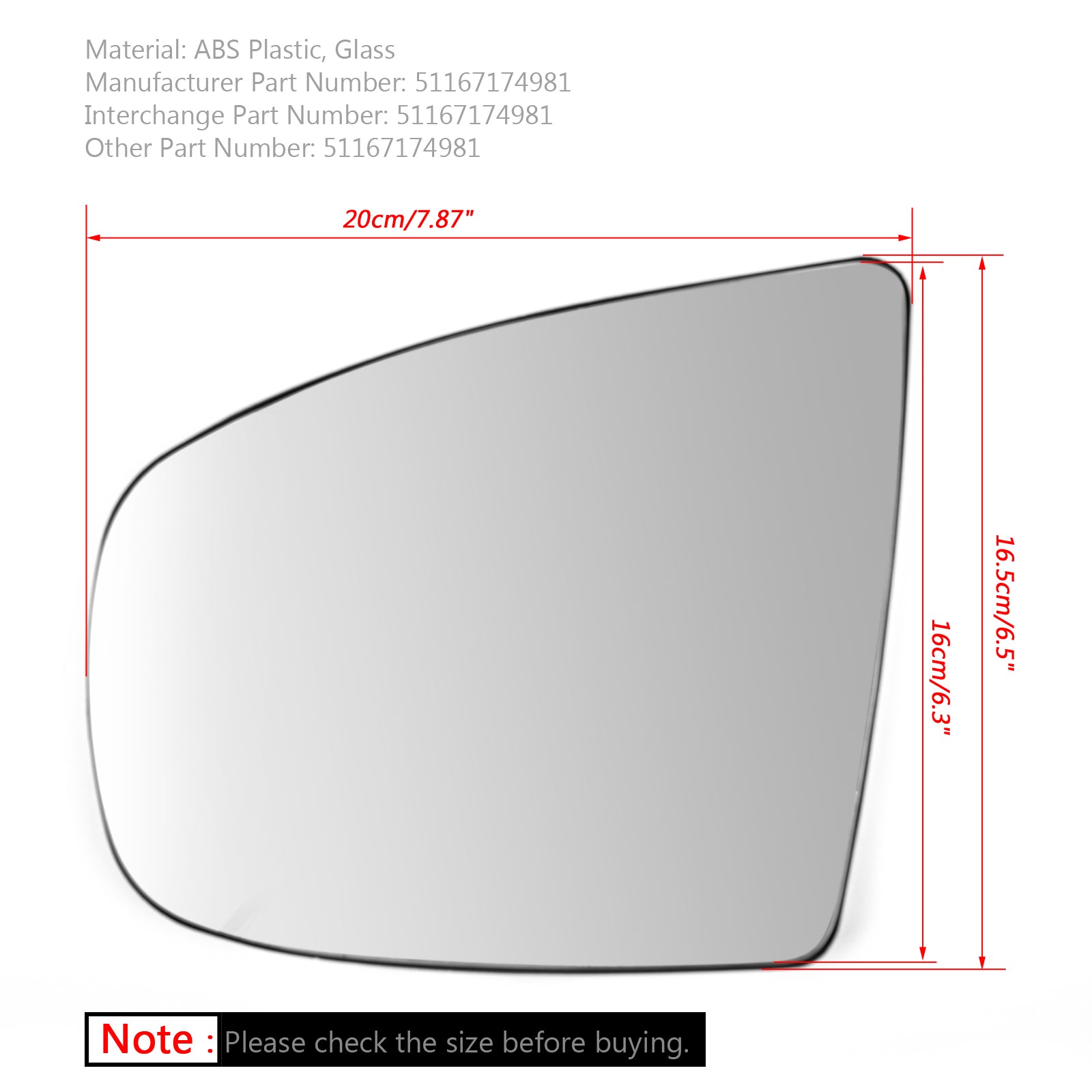 Links Verwarmde Zijspiegel Wit Glas Voor BMW X5 X6 E70 E71 E72 2008-2014 Generiek