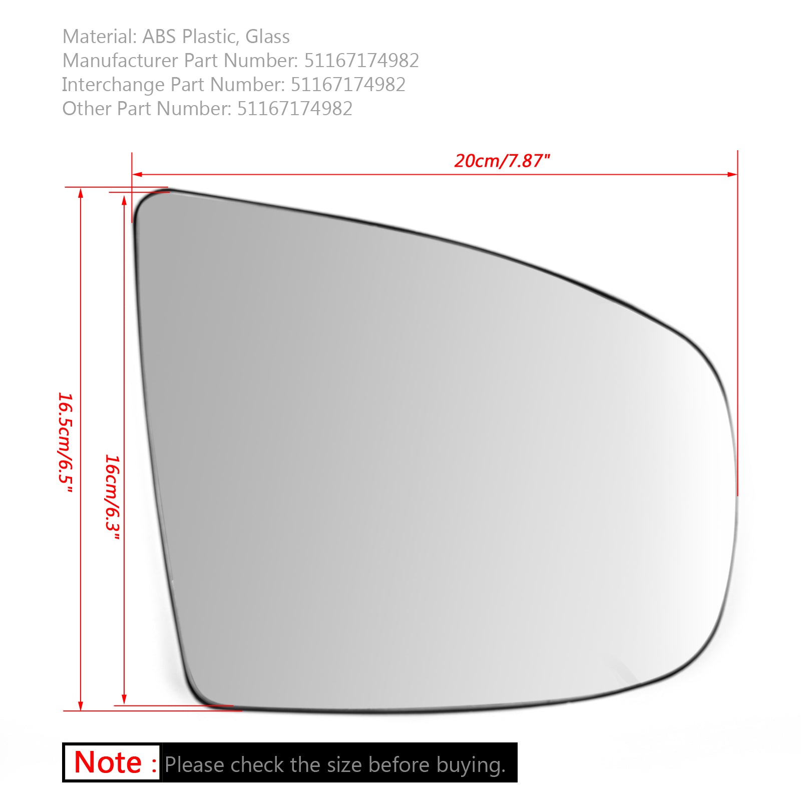 Rechts Verwarmde Zijspiegel Wit Glas Voor BMW X5 X6 E70 E71 E72 2008-2014 Generiek