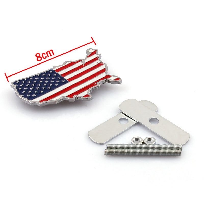 3D Metal Front Grille Grill Badge Emblem Decals Hood Car Flag USA United States Generic