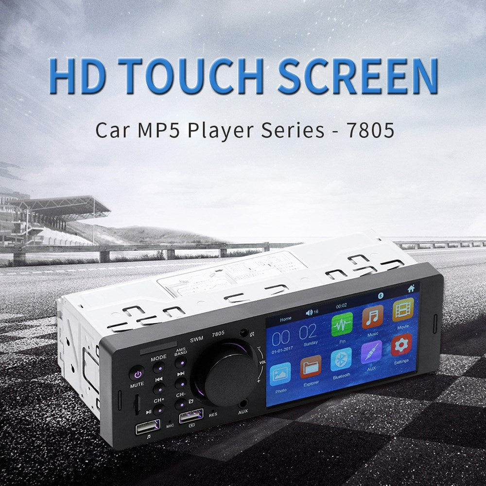 Lecteur MP5 de voiture simple DIN 4.1 pouces, écran tactile, Radio stéréo FM, Bluetooth + caméra