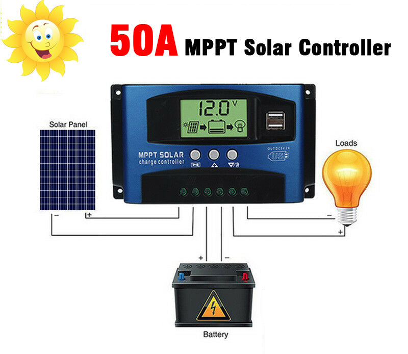 30/40/50/60/100A MPPT Solar Panel Regulator Charge Controller 12V/24V Auto Focus Tracking