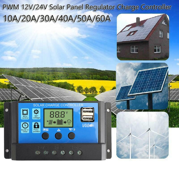 Contrôleur PWM solaire 10-60A 12/24V, panneau de suivi à mise au point automatique, régulateur de Charge