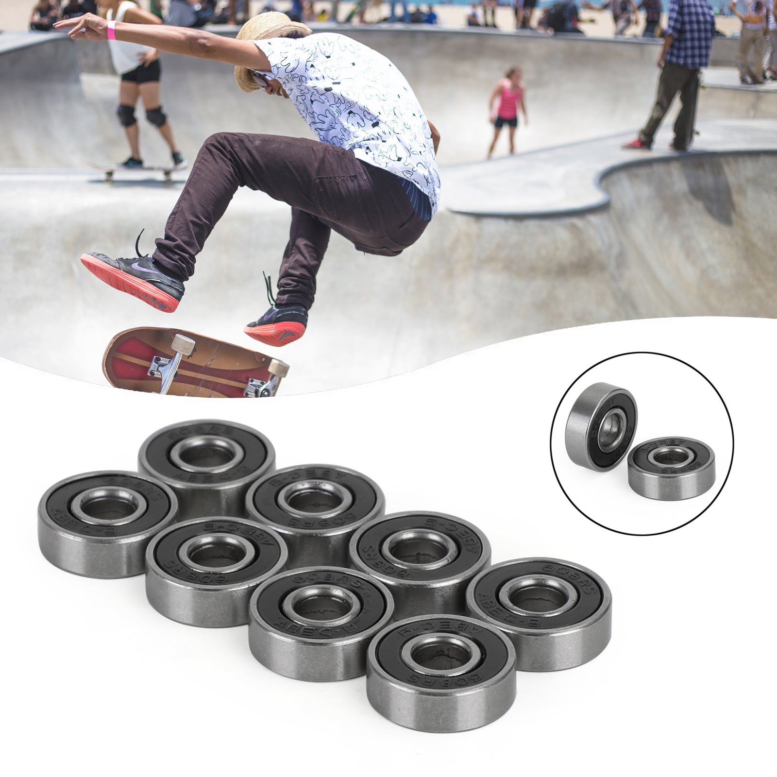 Skateboard Longboard Wheelchair Bearings Percision 608RS ABEC9 Bearing 8x22x7mm