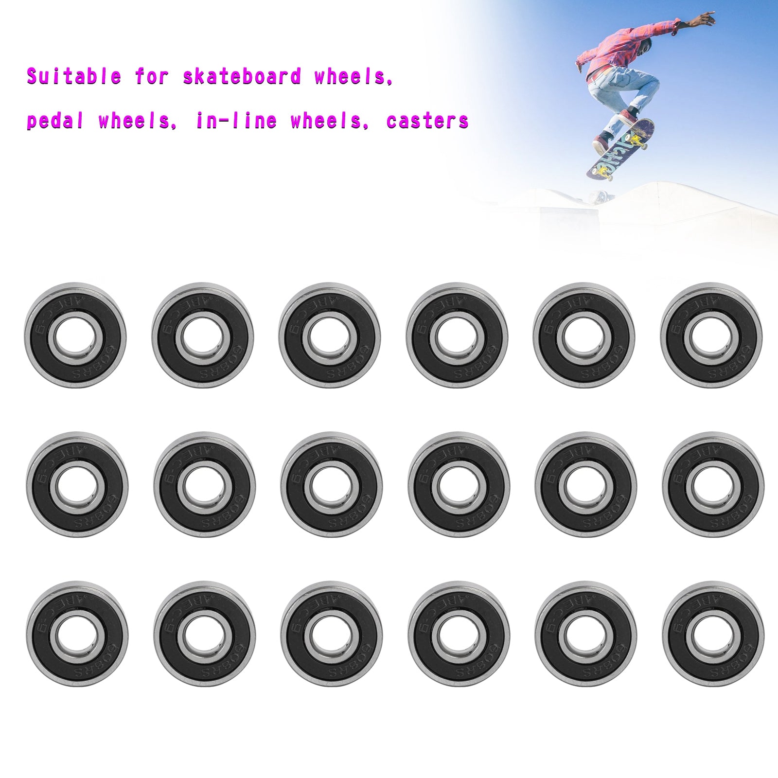 Skateboard Longboard Wheelchair Bearings Percision 608RS ABEC9 Bearing 8x22x7mm