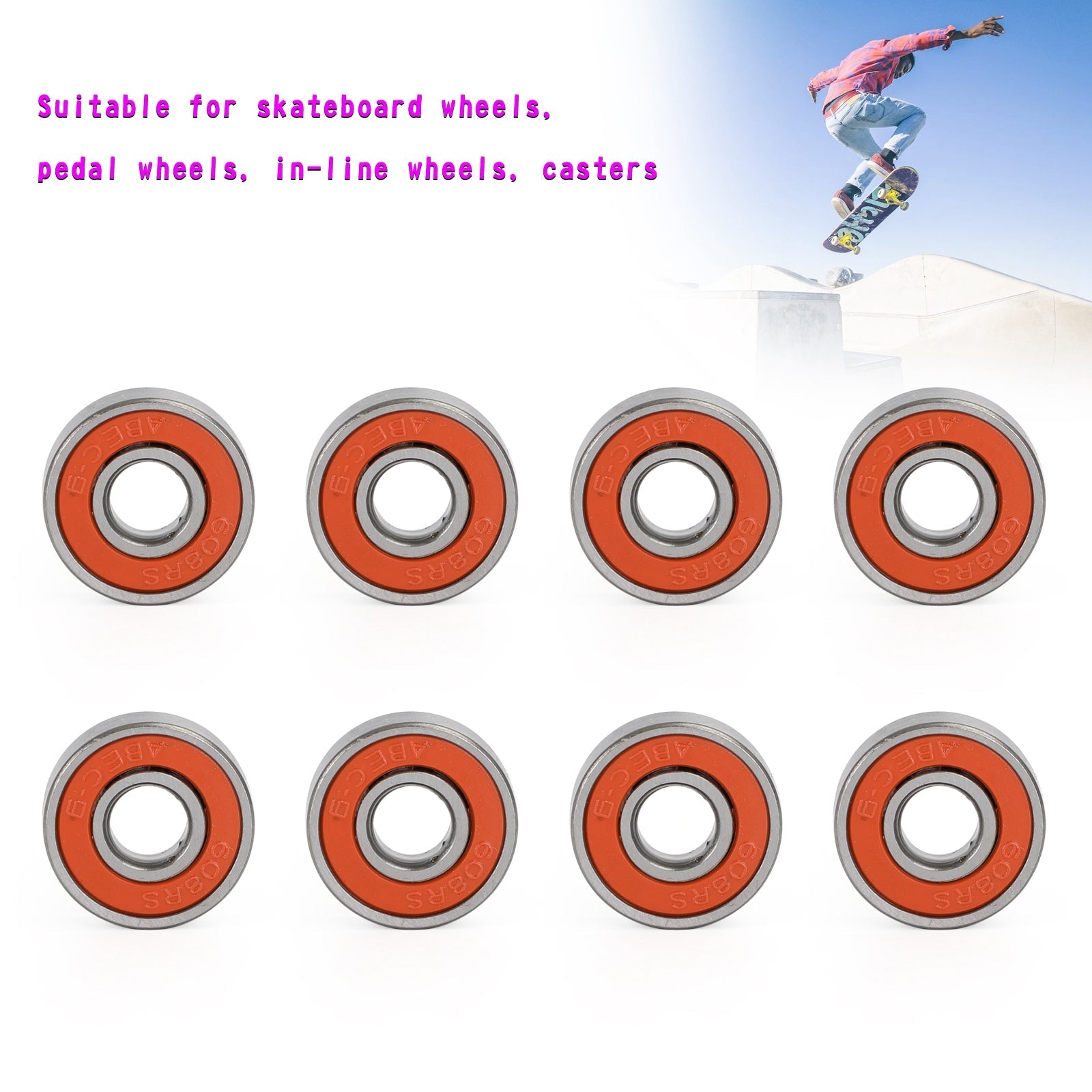 Skateboard Longboard Wheelchair Bearings Percision 608RS ABEC9 Bearing 8x22x7mm