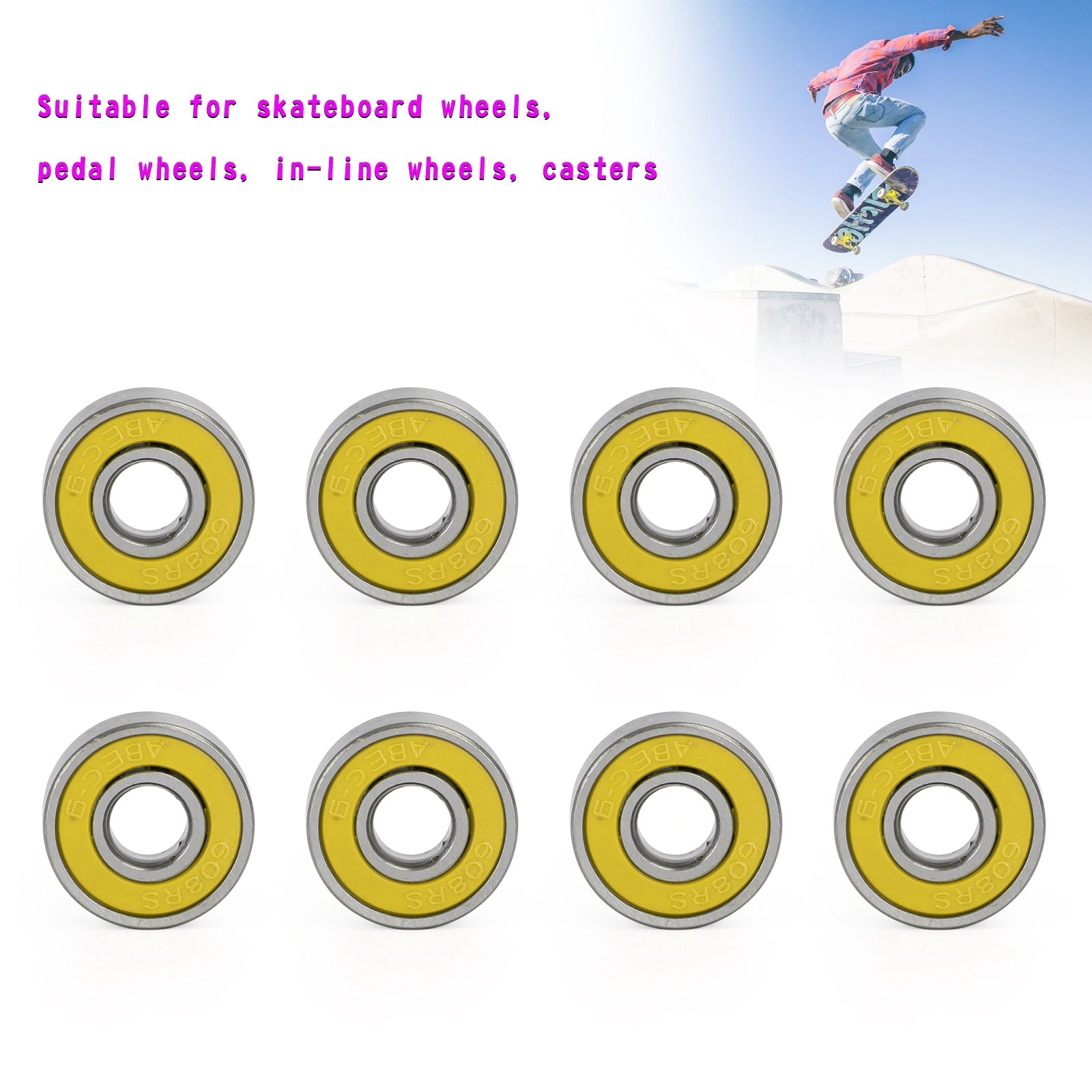 Skateboard Longboard Wheelchair Bearings Percision 608RS ABEC9 Bearing 8x22x7mm