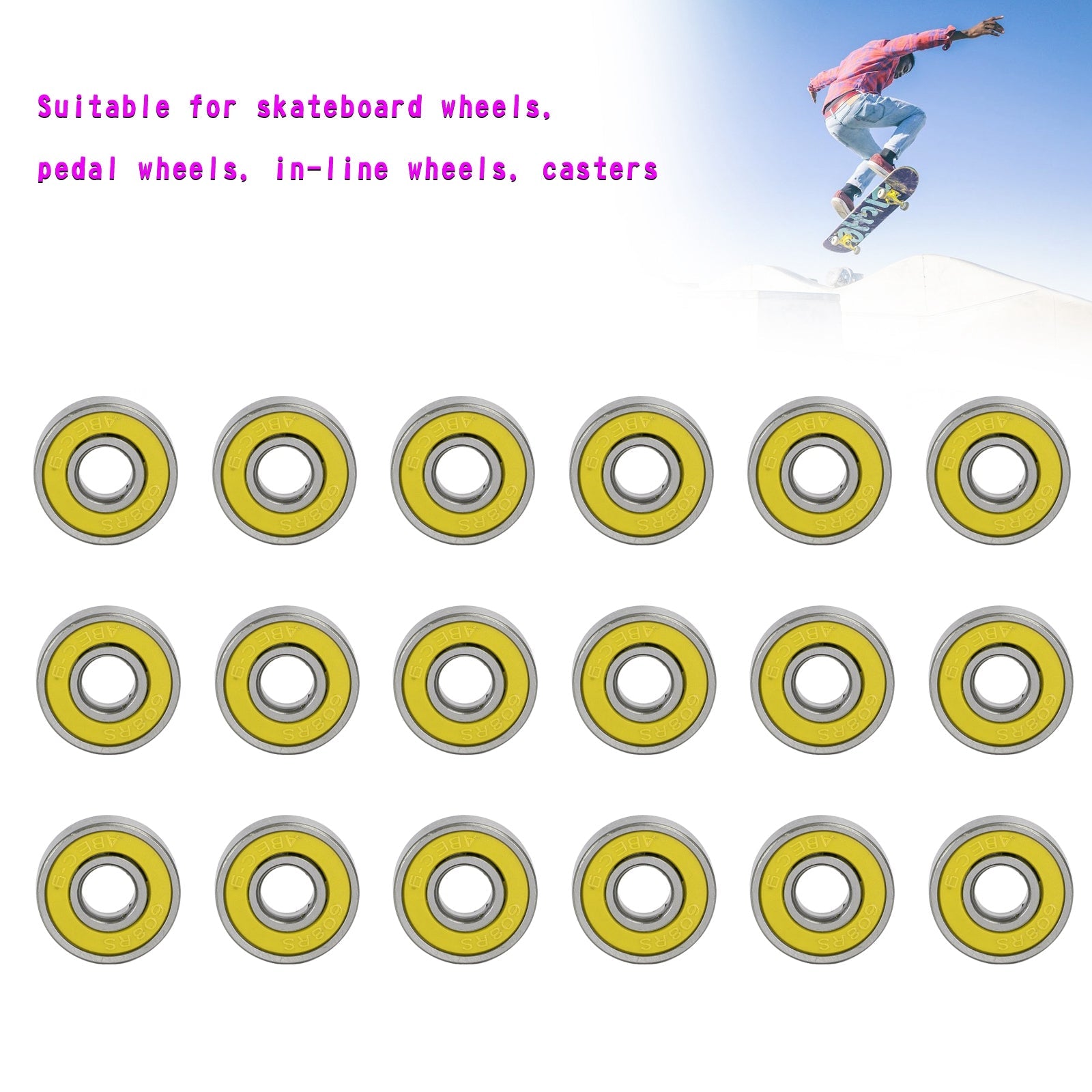 Skateboard Longboard Wheelchair Bearings Percision 608RS ABEC9 Bearing 8x22x7mm