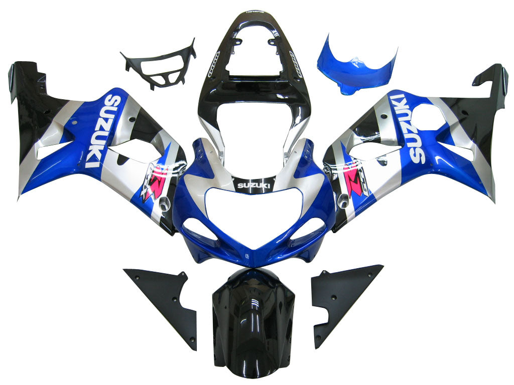 2000-2002 Suzuki GSXR 1000 Silver Blue Black GSXR Racing Fairings Generic