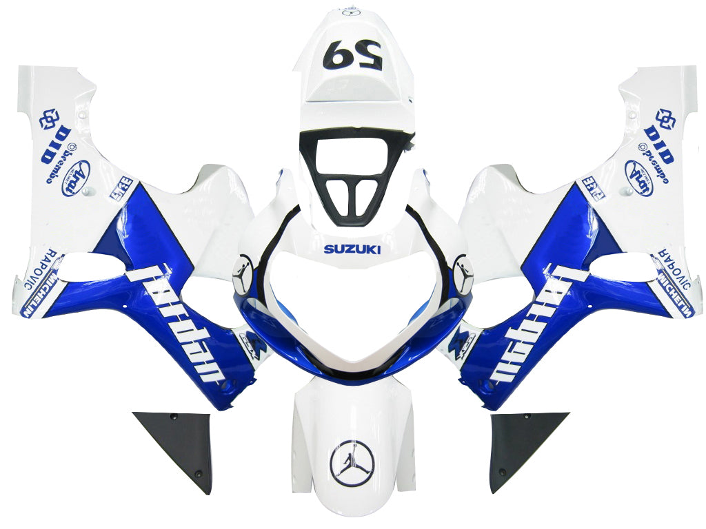 2000-2002 Suzuki GSXR 1000 White & Blue Jordan Racing Fairings Generic