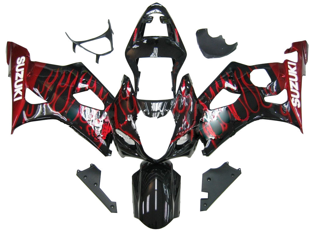 2003-2004 Suzuki GSXR 1000 Black & Red Flame Racing Fairings Generic