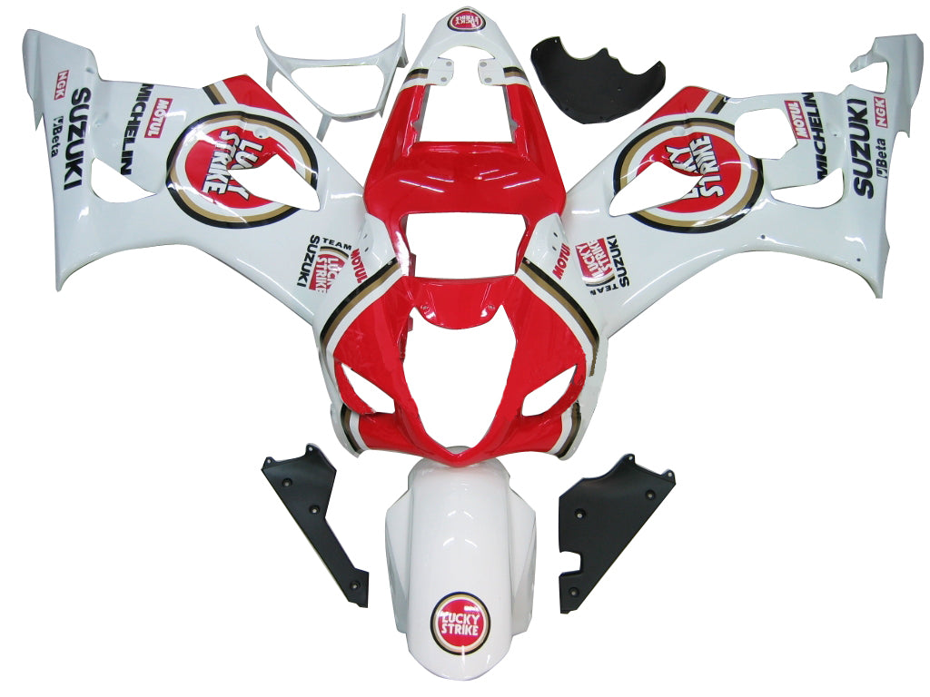 2003-2004 Suzuki GSXR 1000 White and Red Lucky Strike Racing Fairings Generic