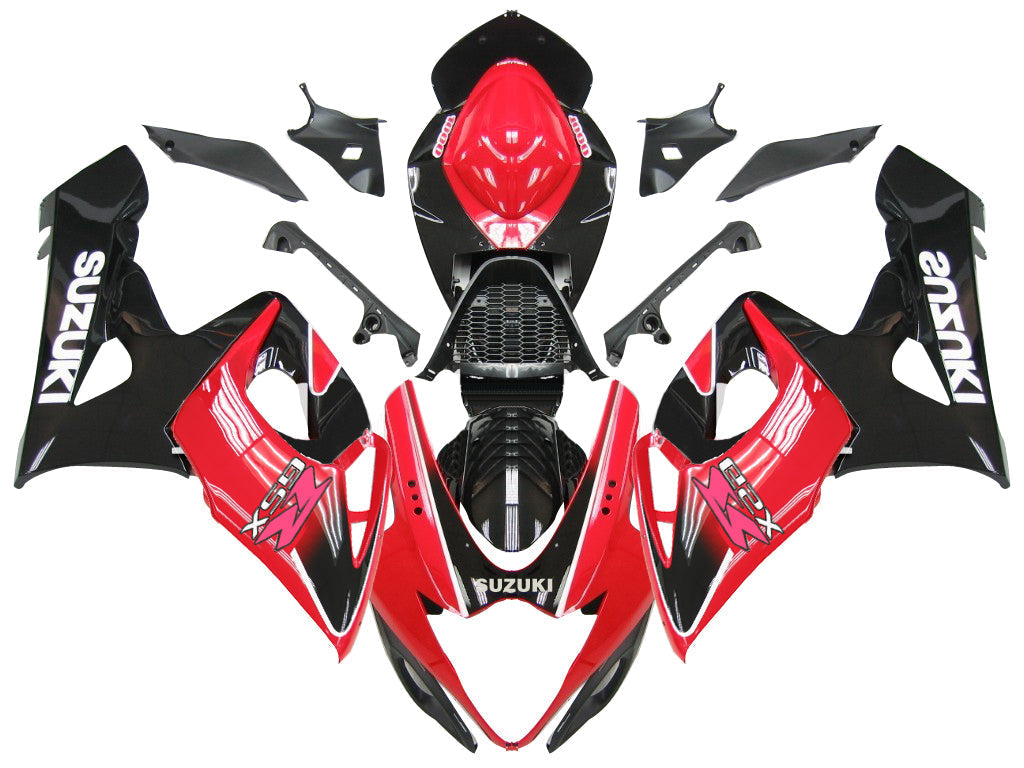 2005-2006 Suzuki GSXR 1000 Black and Red GSXR Racing Fairings Generic