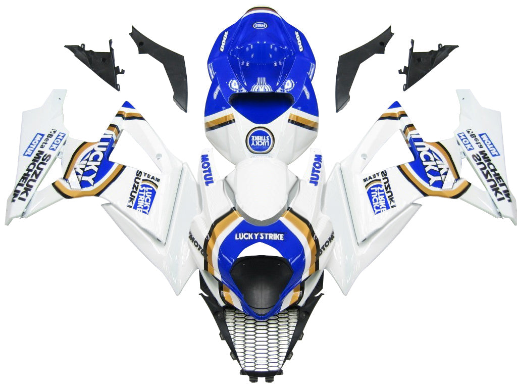 2007-2008 Suzuki GSXR 1000 wit en blauw Lucky Strike Racing stroomlijnkappen algemeen