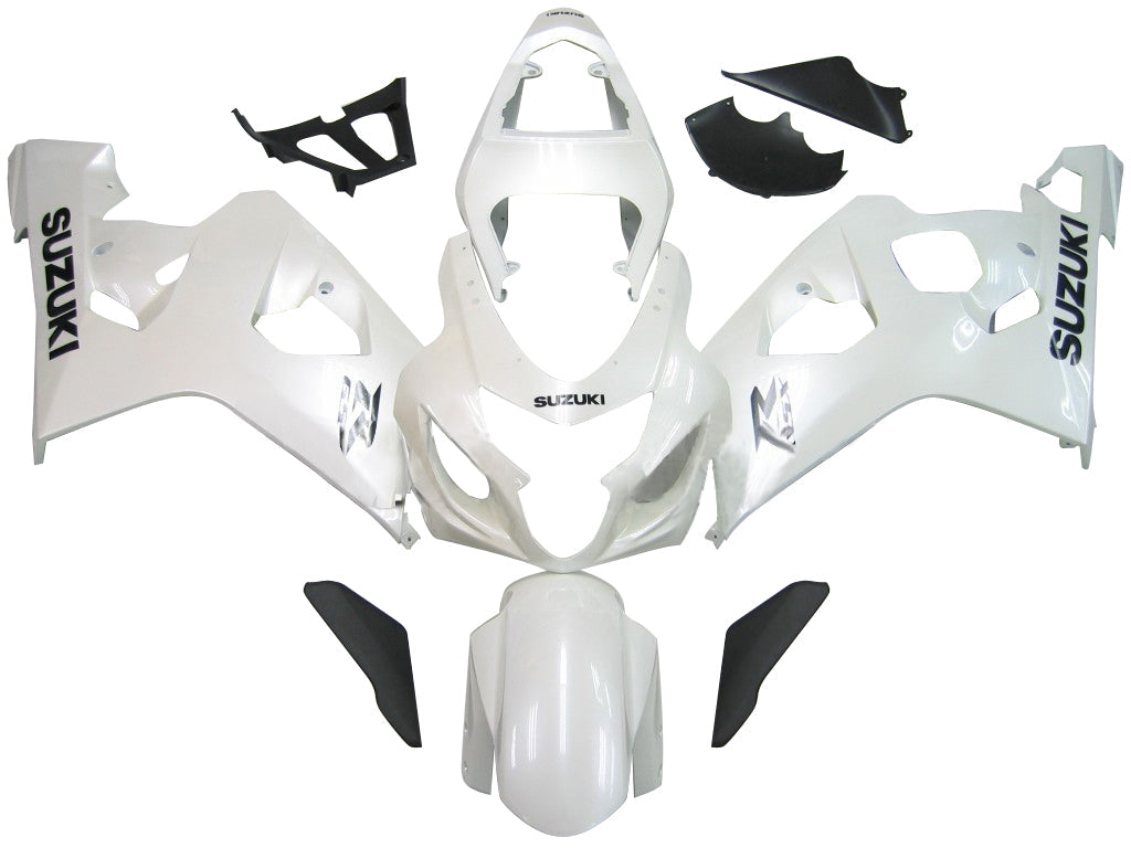 2004-2005 GSXR 600/750 White Bodywork Fairing ABS Injection Molded Plastics Set Generic