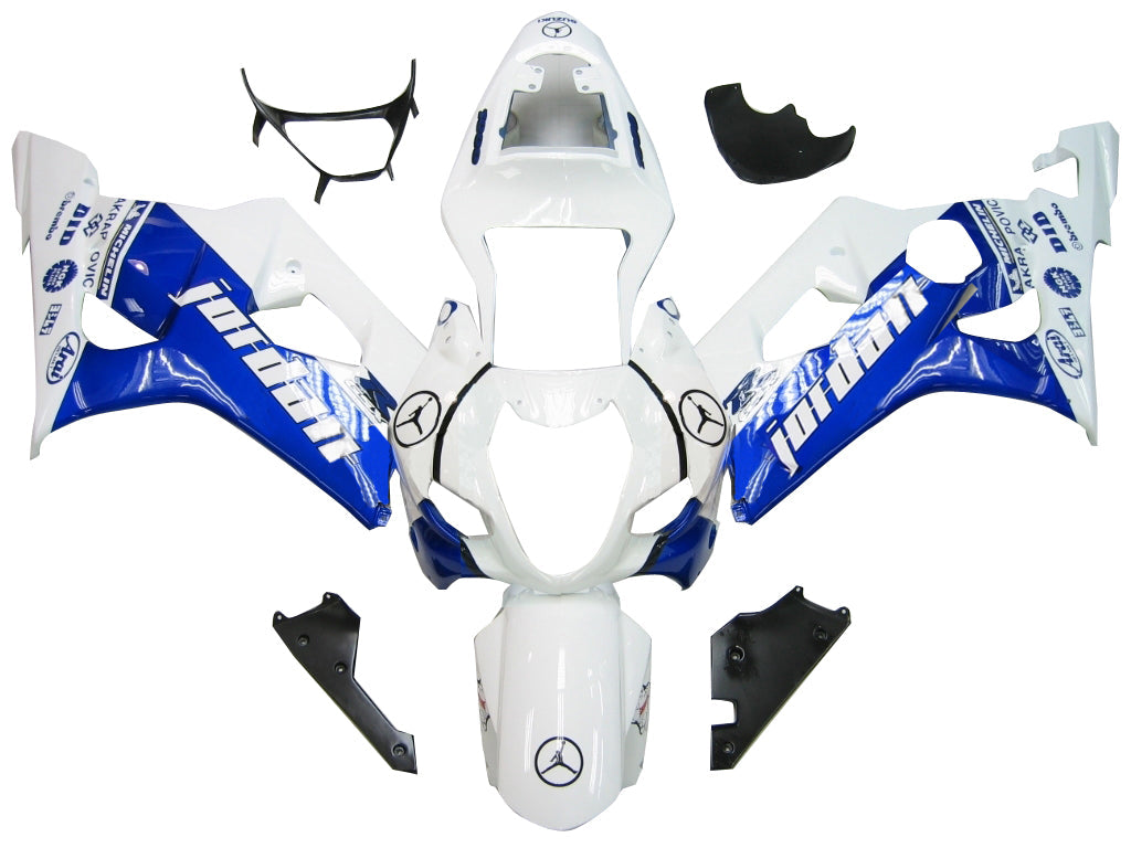 2004-2005 GSXR 600/750 White Blue Bodywork Fairing ABS Injection Molded Plastics Set Generic