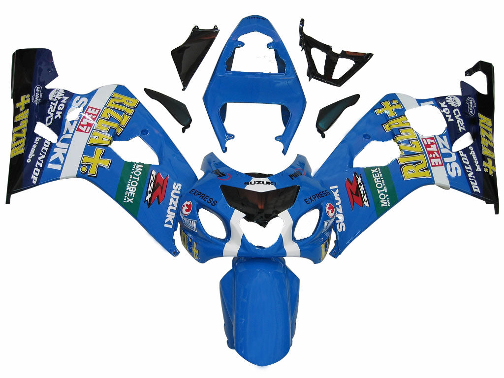 2004-2005 GSXR 600/750 Carénage de carrosserie Bleu Rizla ABS Ensemble de plastiques moulés par injection générique