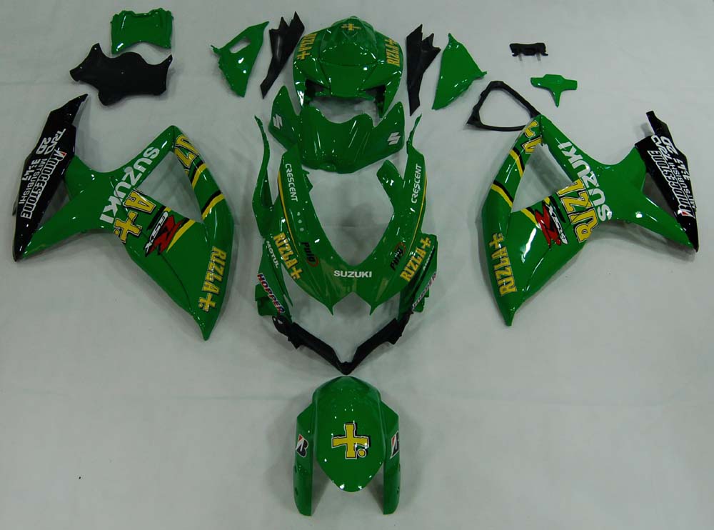 Carenados de carreras Rizla verdes genéricos para Suzuki GSXR 600 750 2008-2010