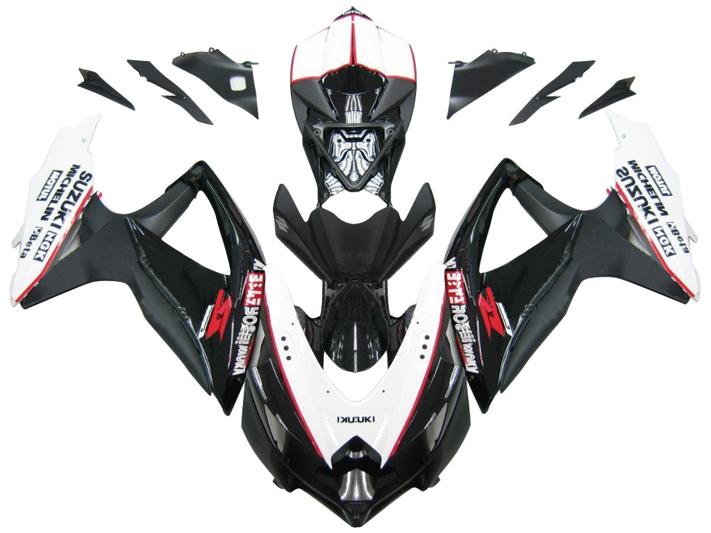 2008-2010 Suzuki GSXR 600 750 Negro Blanco GSXR Racing Carenados Genérico