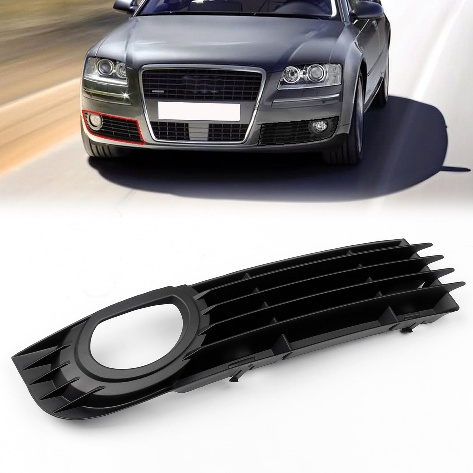 Front Grille Lower Fog Light Bumper Grille Left Right Pair For Audi A8 Quattro 06 07 08 4.2L 6.0L Generic