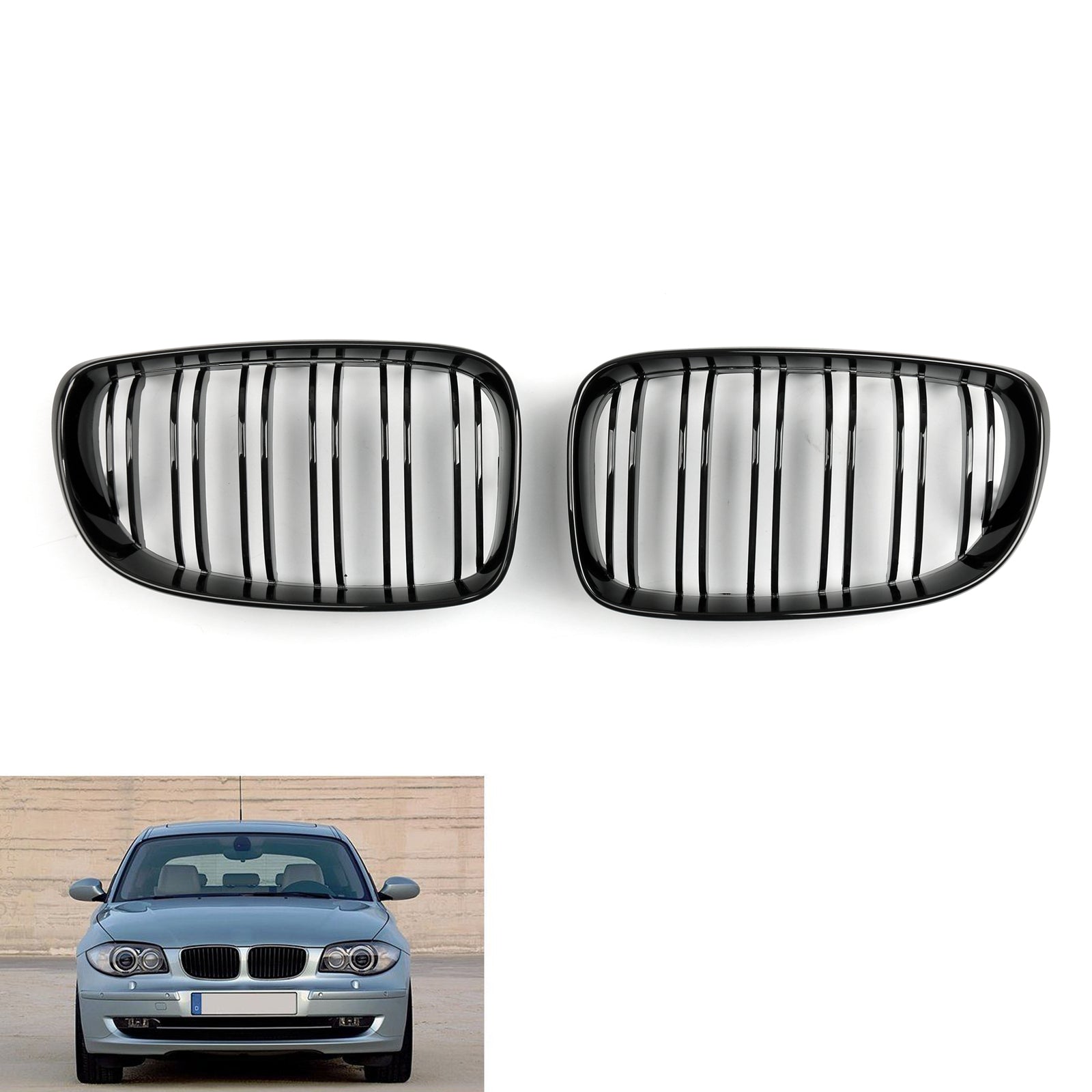 Calandre avant pour BMW série 1 E81 E87 E82 E88 128i 135i 2008-2012 noir brillant générique