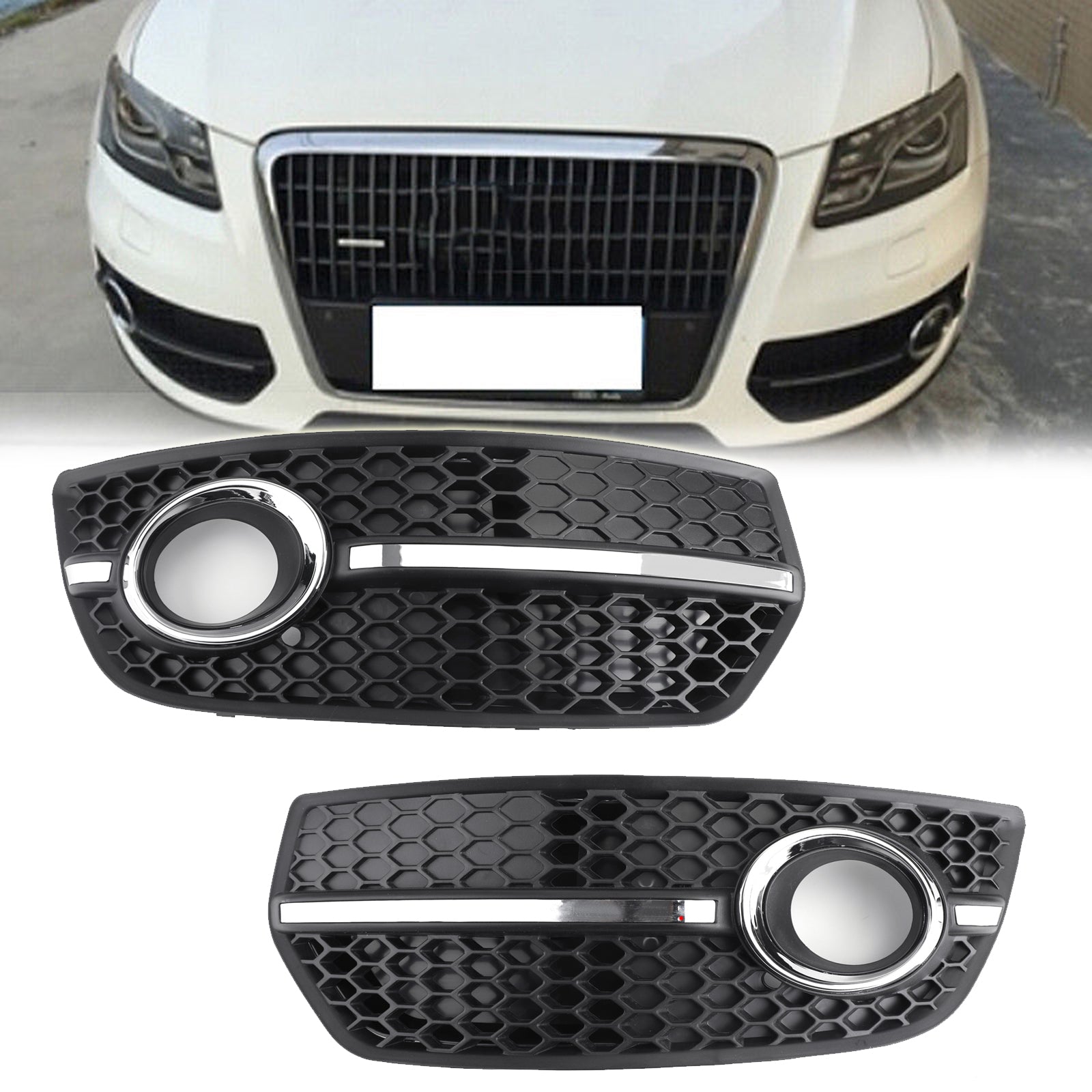 2009-2011 Audi Q5 1PC L/R Voorbumper Gitter Mistlamp Lampafdekkingen Trim Generiek