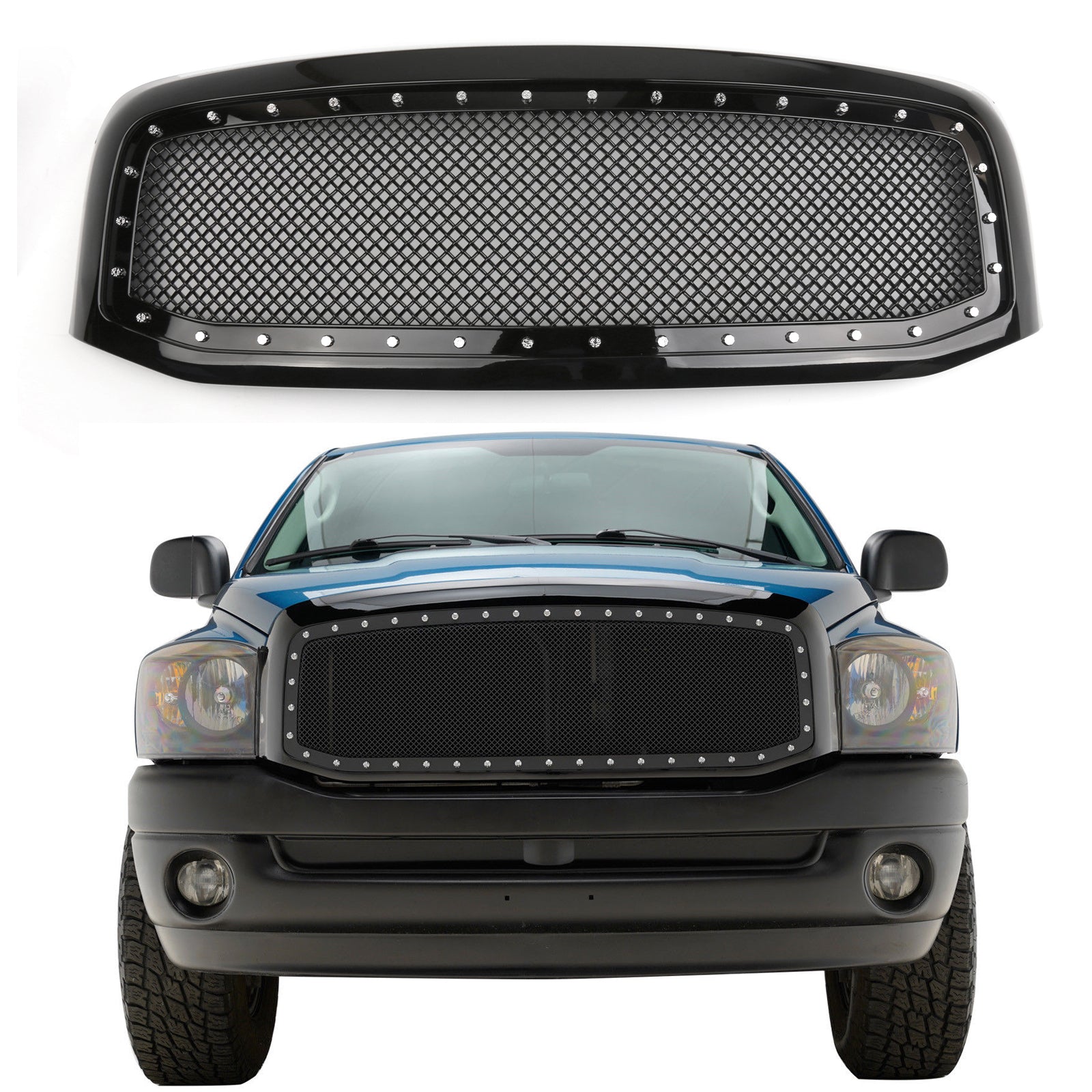 2006-2008 Ram 1500 2500 3500 Grille de remplacement pour capot avant de style maille générique