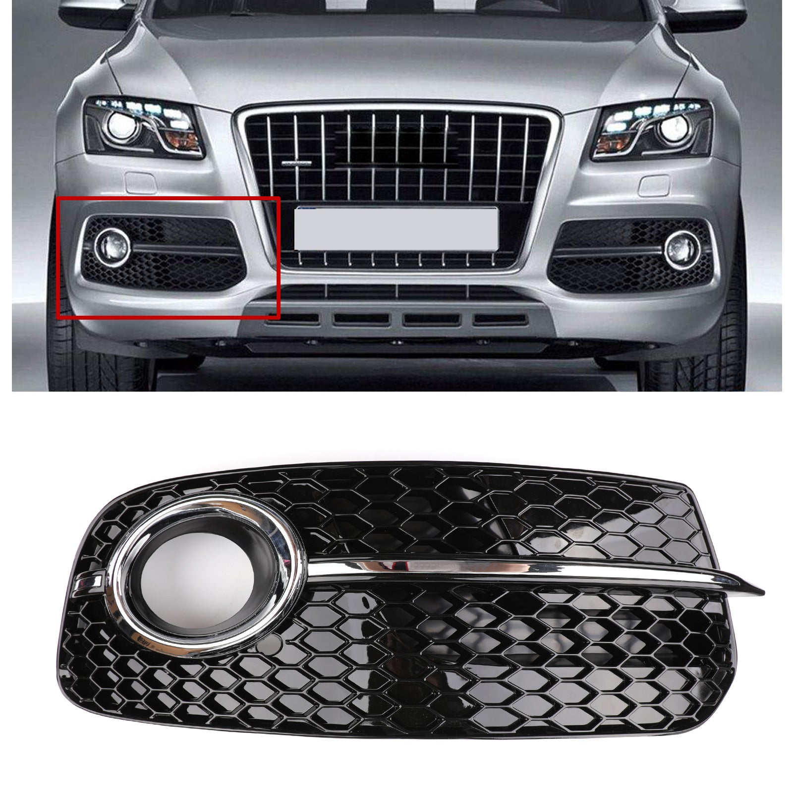 Audi Q5 2013-2016 Front Bumper Fog Light Grille 1PC L/R Don't Fit SQ5 & SLINE