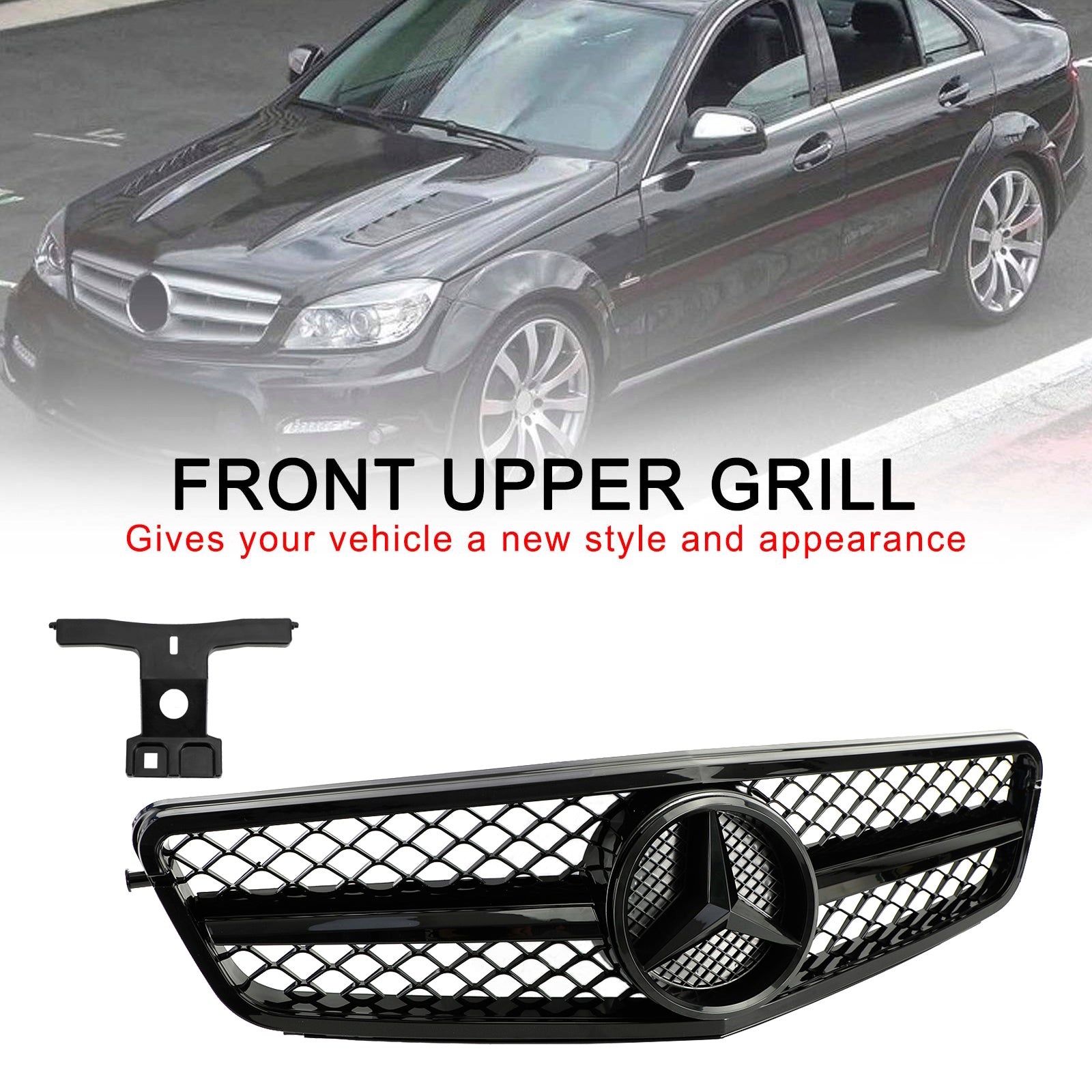 2008-2014 BENZ W204 C-Class C63 Style Gloss Black Grill Grille Generic