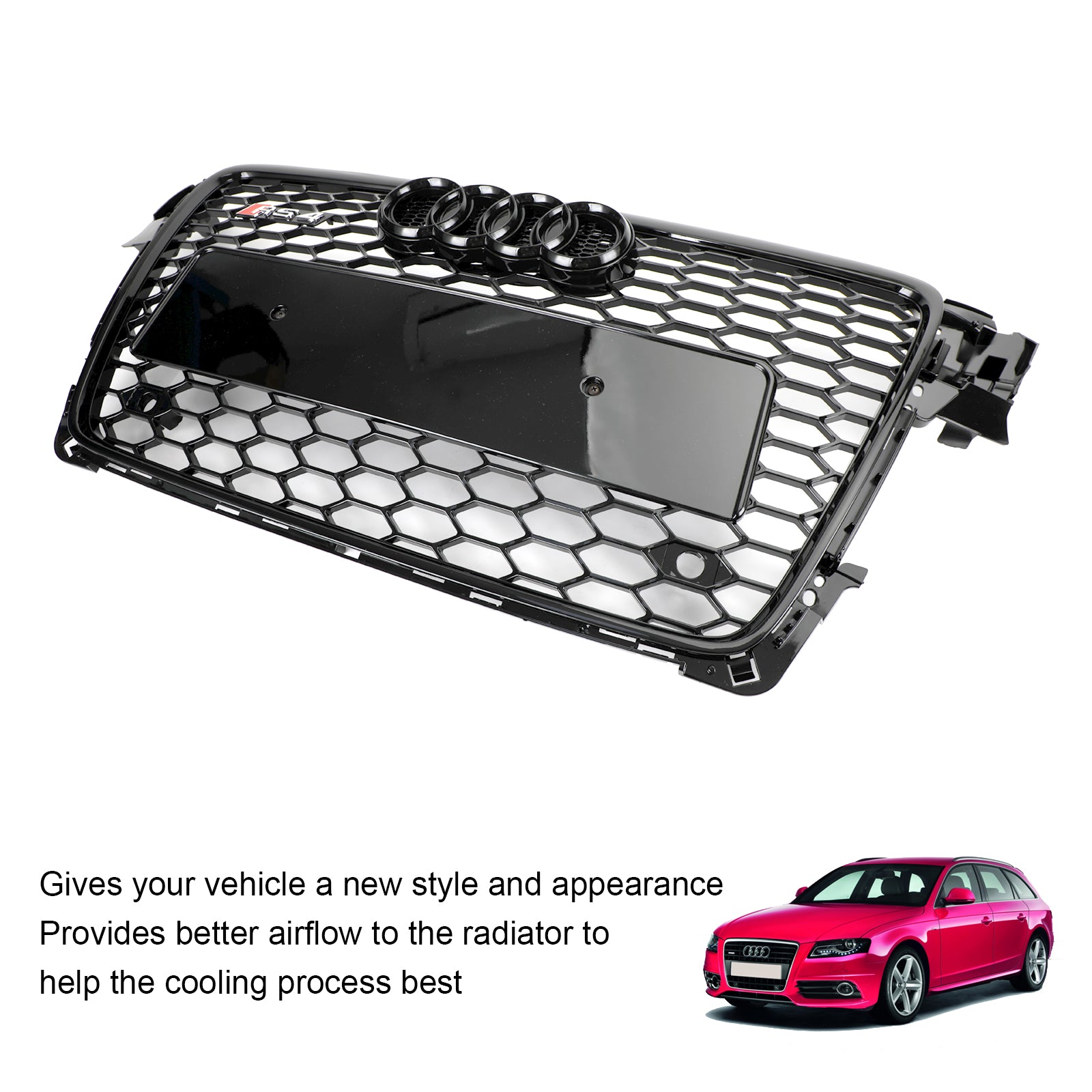 2009-2012 Audi A4/S4 B8 RS4 Style Honeycomb Sport Mesh Hex Grille Grill