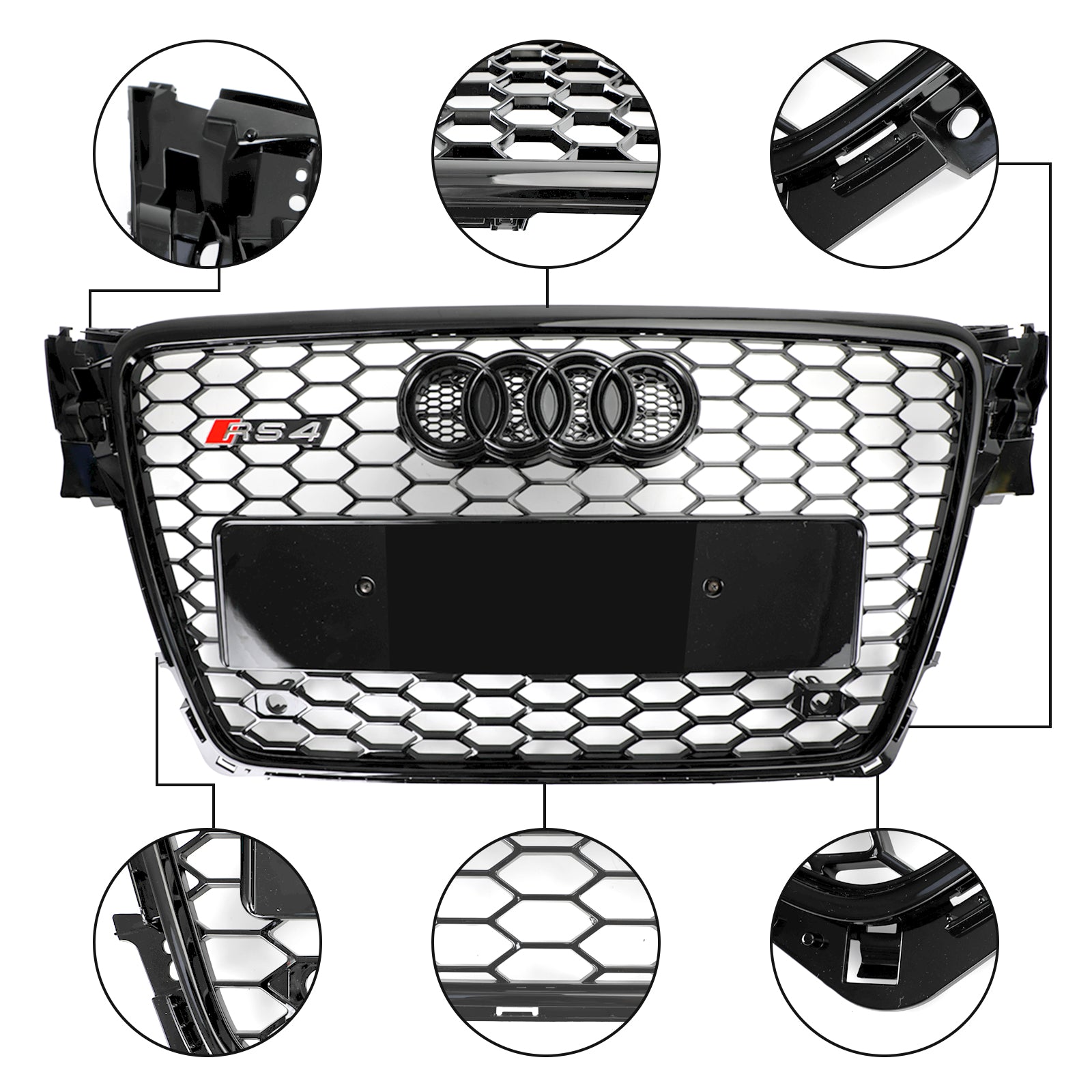 2009-2012 Audi A4/S4 B8 RS4 Stijl Honingraat Sport Mesh Hex Grille Grill