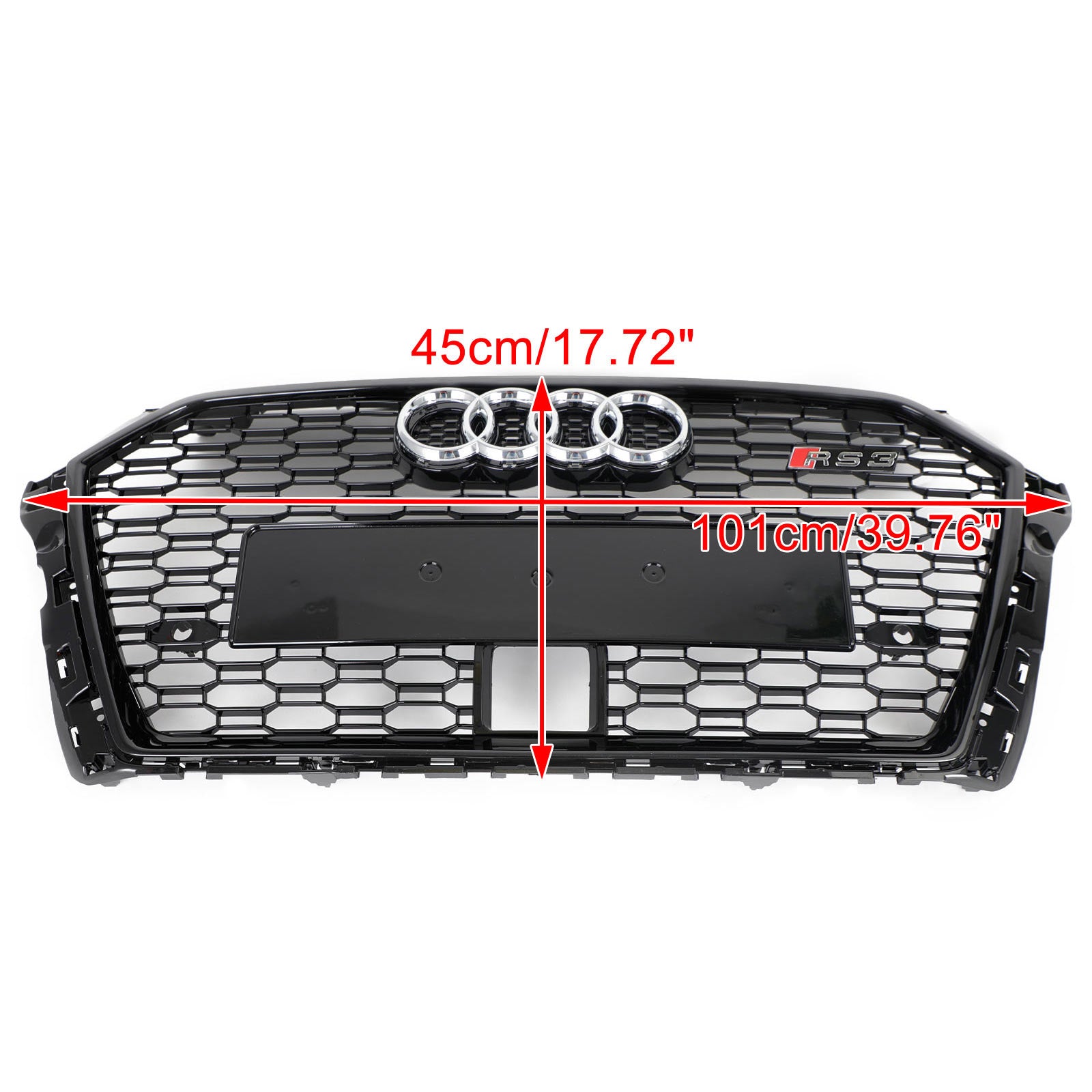 2017-2019 Audi A3 S3 RS3 Style Honeycomb Front Grille With ACC Gloss Black