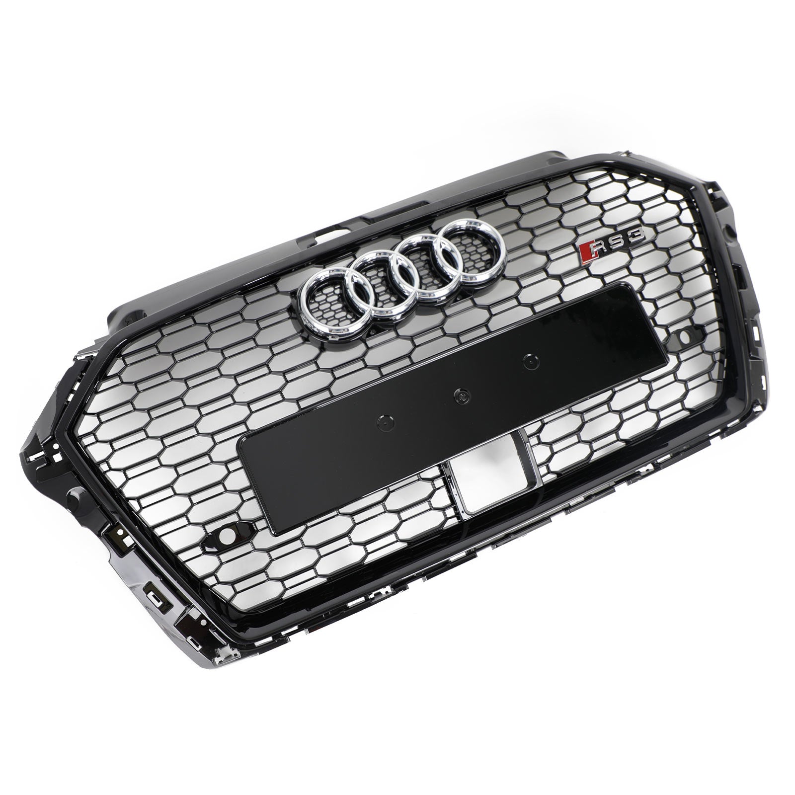 2017-2019 Audi A3 S3 RS3 Style Honeycomb Front Grille With ACC Gloss Black