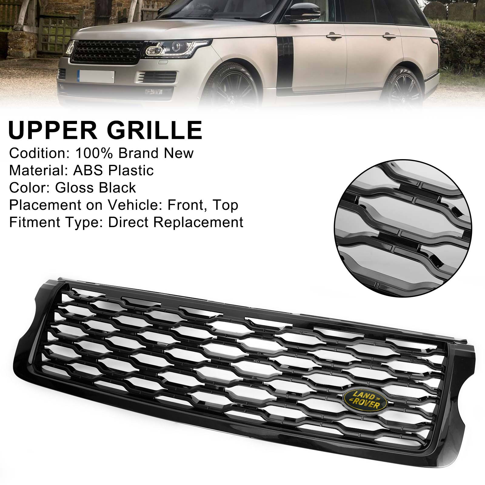 Land Rover Range Rover Vogue L405 2013-2017 Front Bumper Upper Grille Grill