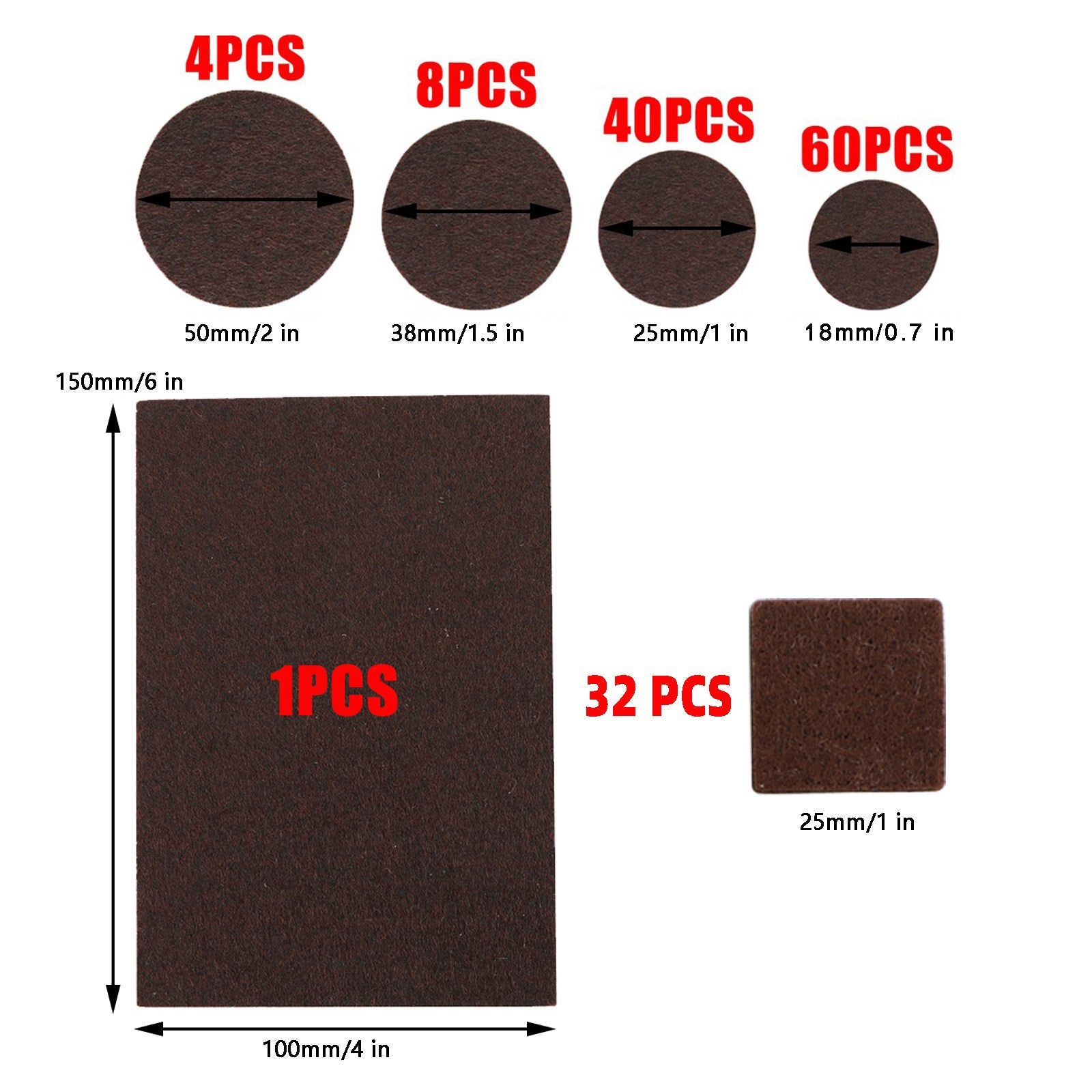Coussinets de protection pour pieds de meubles et de chaises, 145 pièces, en feutre, pour planchers de bois franc