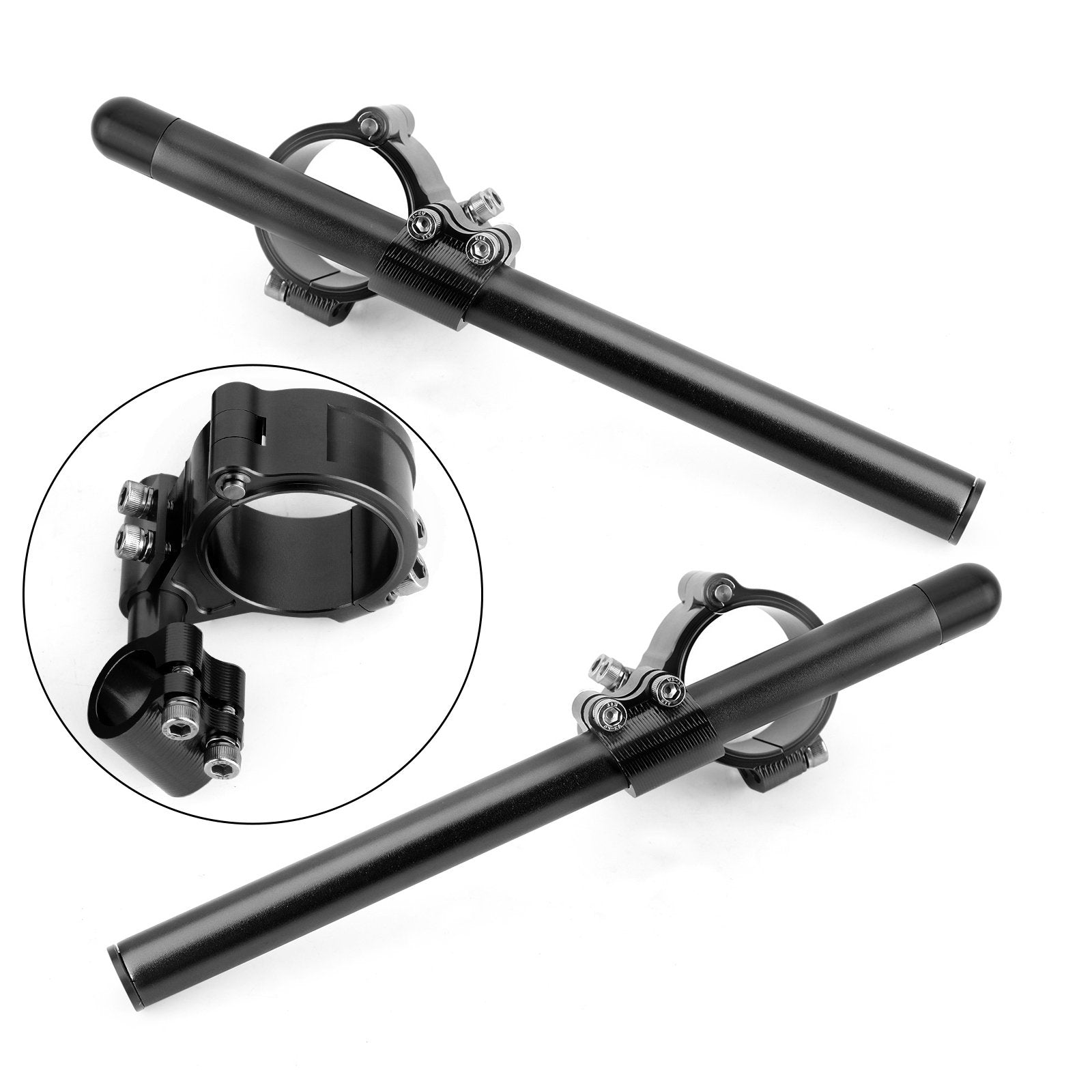 Universal Adjustable Rotatable CNC Billet Clip Ons Fork Tube Handlebar Kit 45mm Black