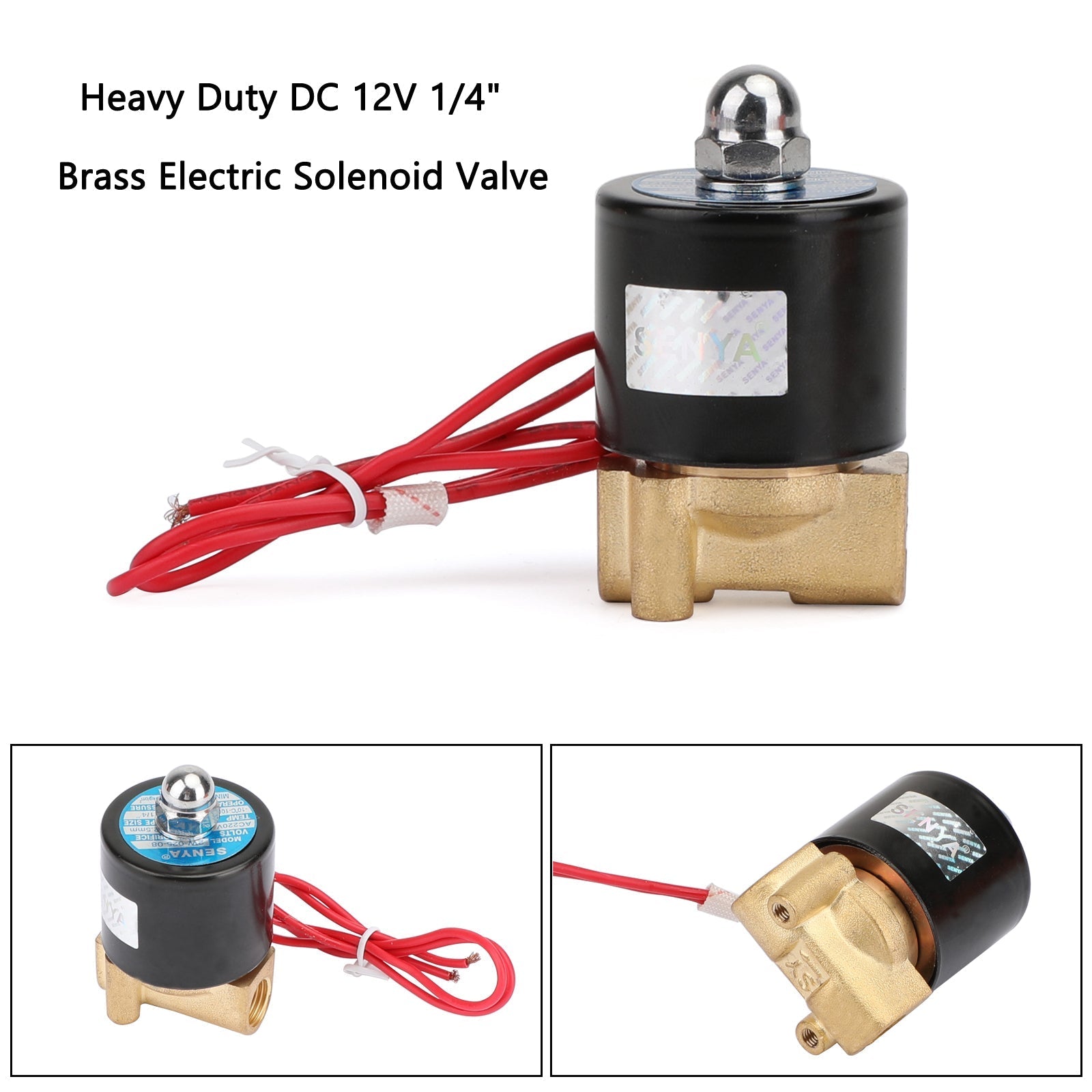 1/4" AC 220V Brass Normally Closed Electric Solenoid Valve BSP Gas Water Air N/C